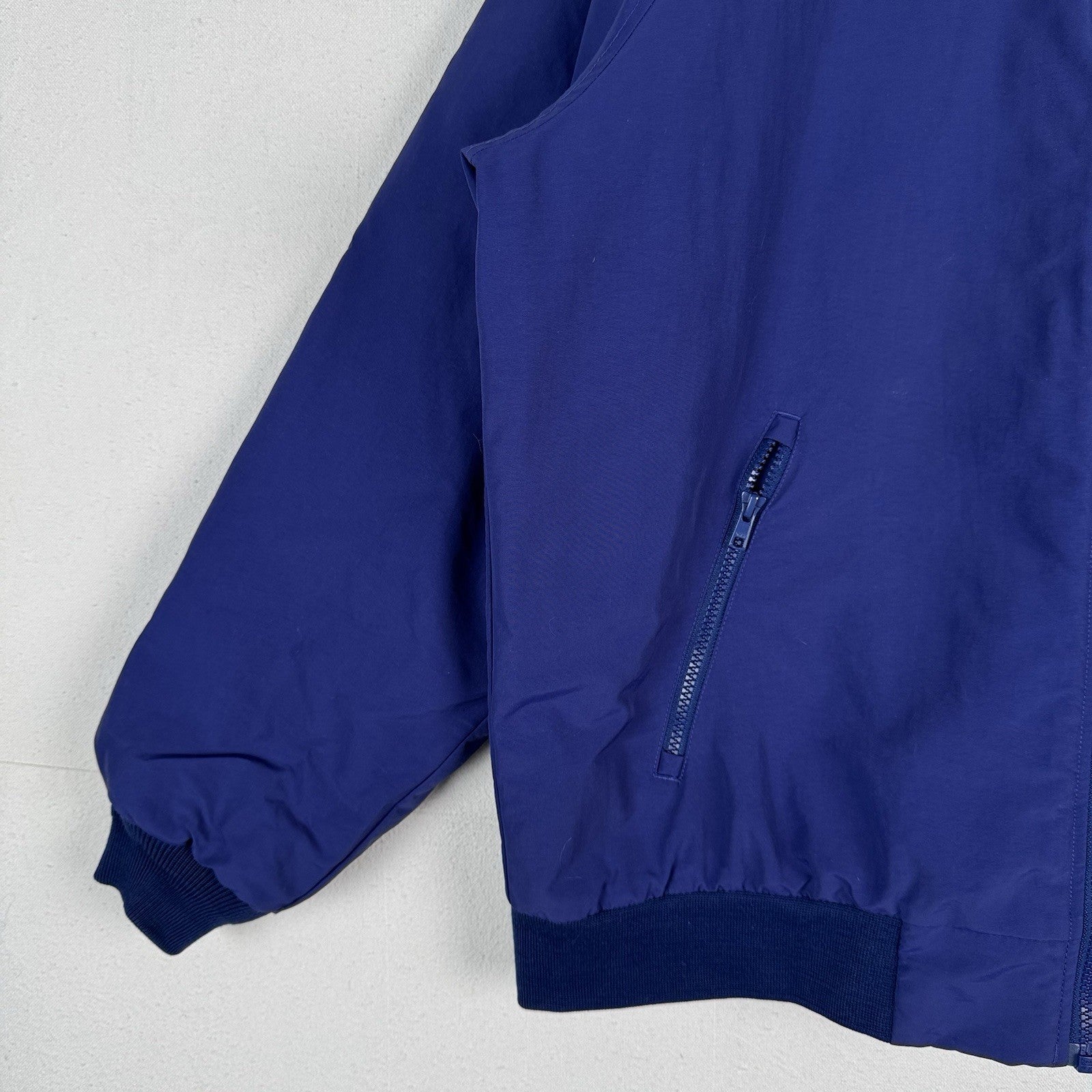 Lands' End Fleece Jacket Men’s Large Blue Squall Windcheck Thermolite Insulated