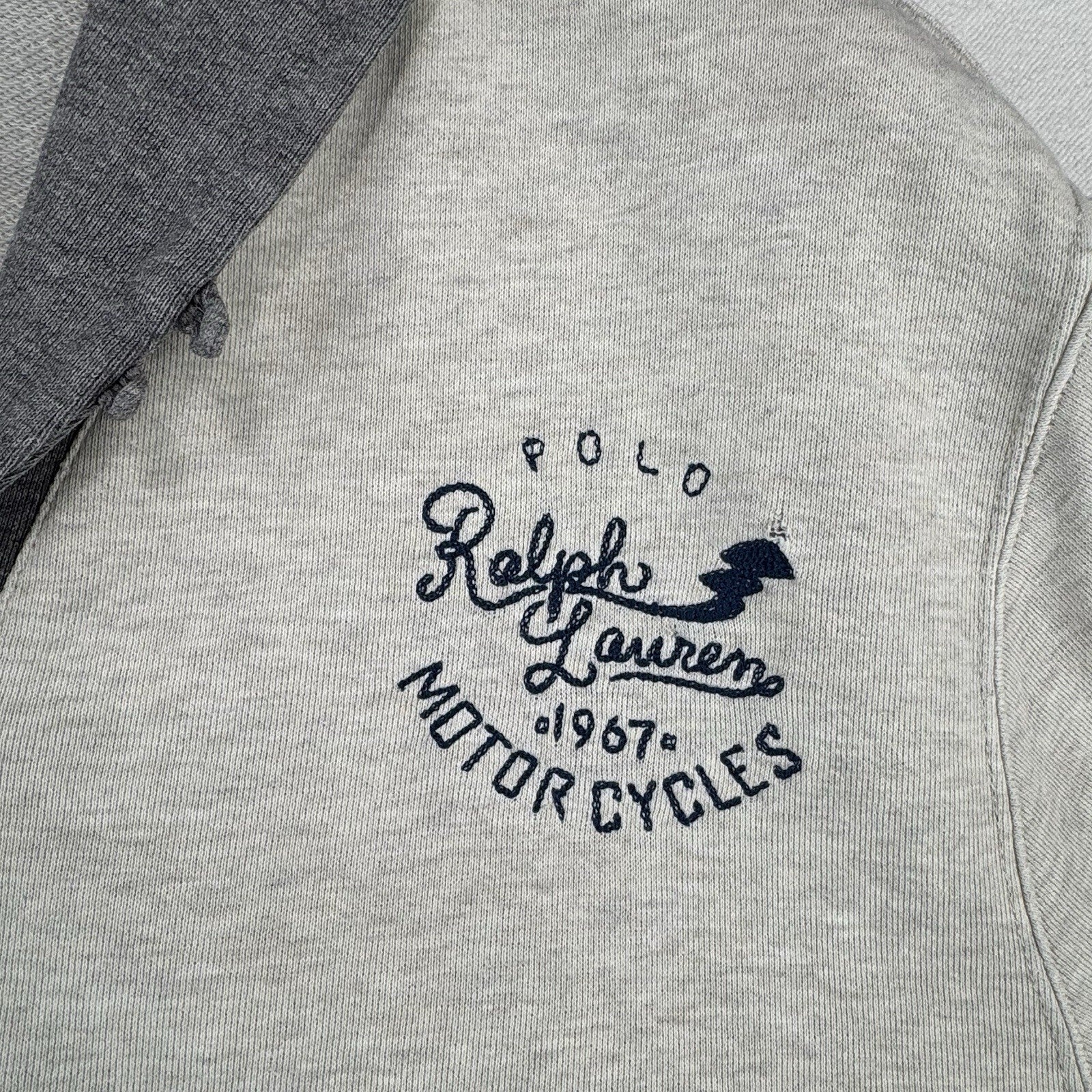 Polo Ralph Lauren Youth XL 18-20 Gray Cardigan French Terry RL Motorcycles