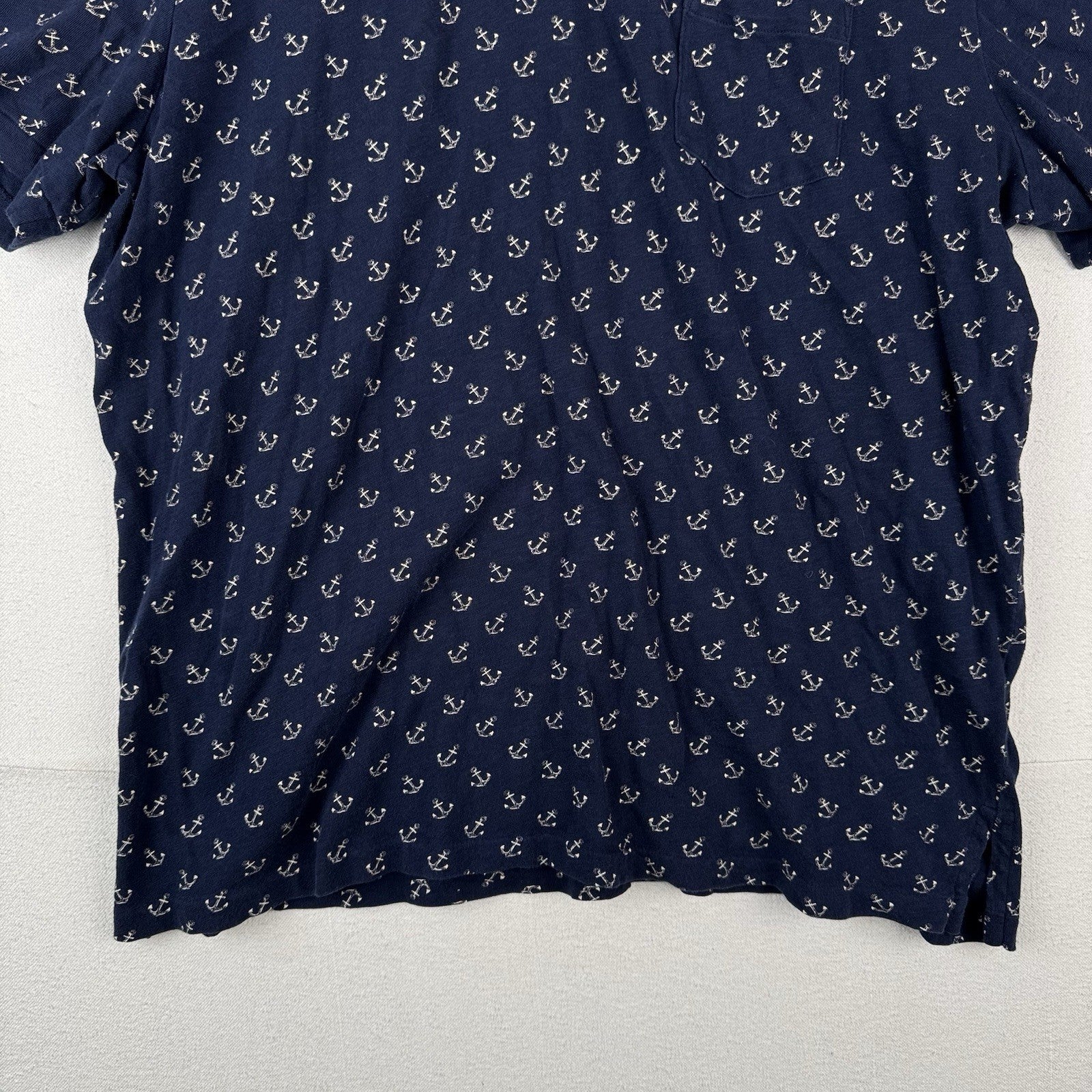 90’s Vtg Polo Ralph Lauren Men's 2XL Blue Anchor Nautical Short Sleeve Shirt
