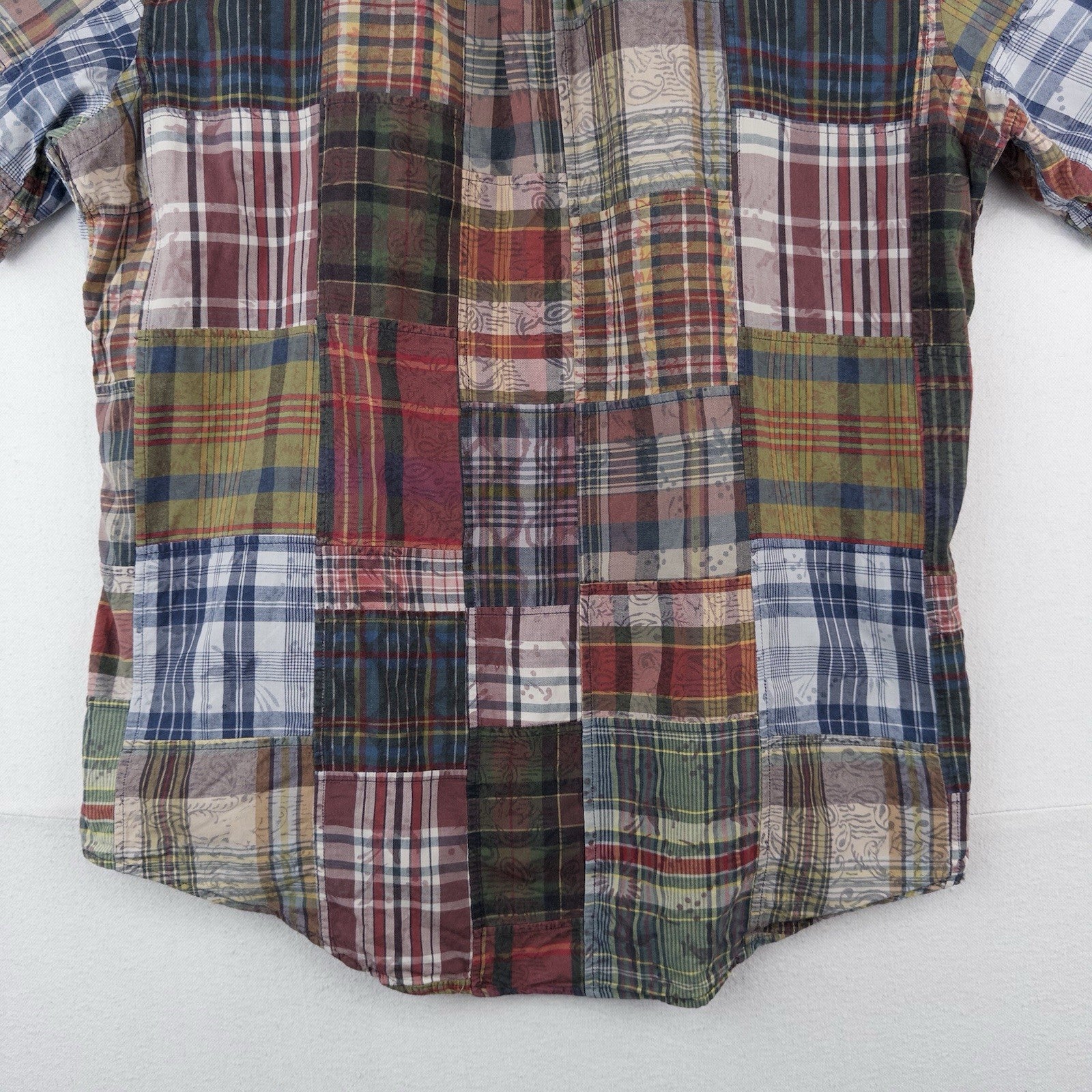 90’s Vtg Polo Ralph Lauren Men’s XL Plaid Madras Patchwork Button Down Shirt