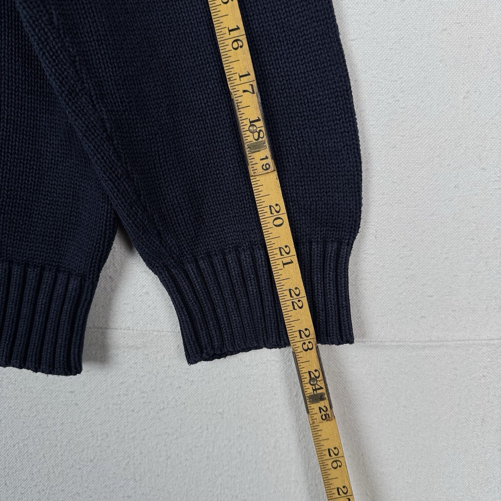 Vintage Tommy Hilfiger Men's Knit Cotton Navy Blue Crewneck Sweater Large