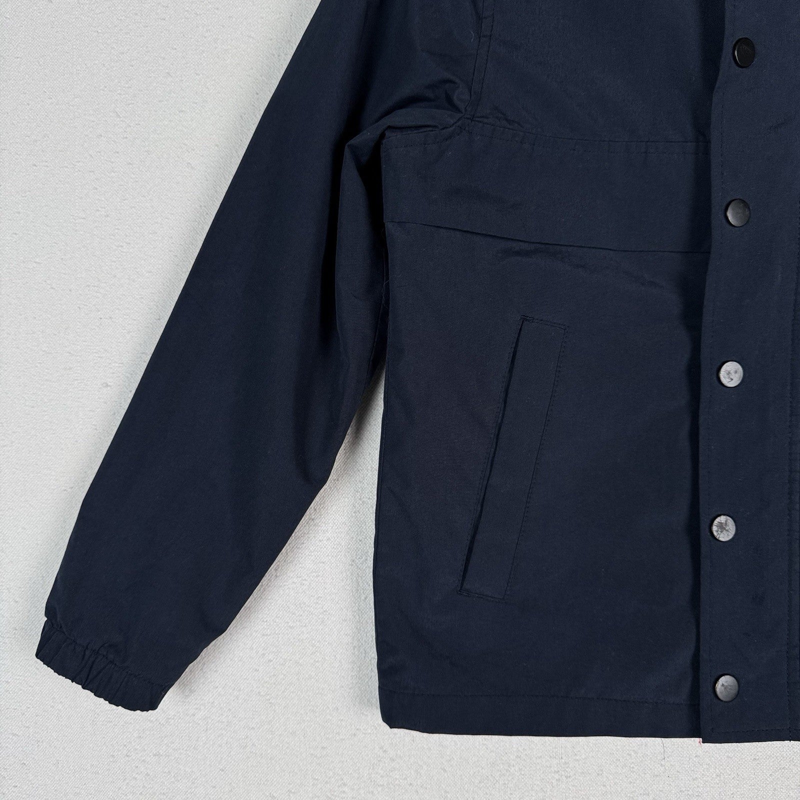 Old Navy Lined Kid’s Hooded Windbreaker Snap Jacket Size Medium (8) Navy Blue