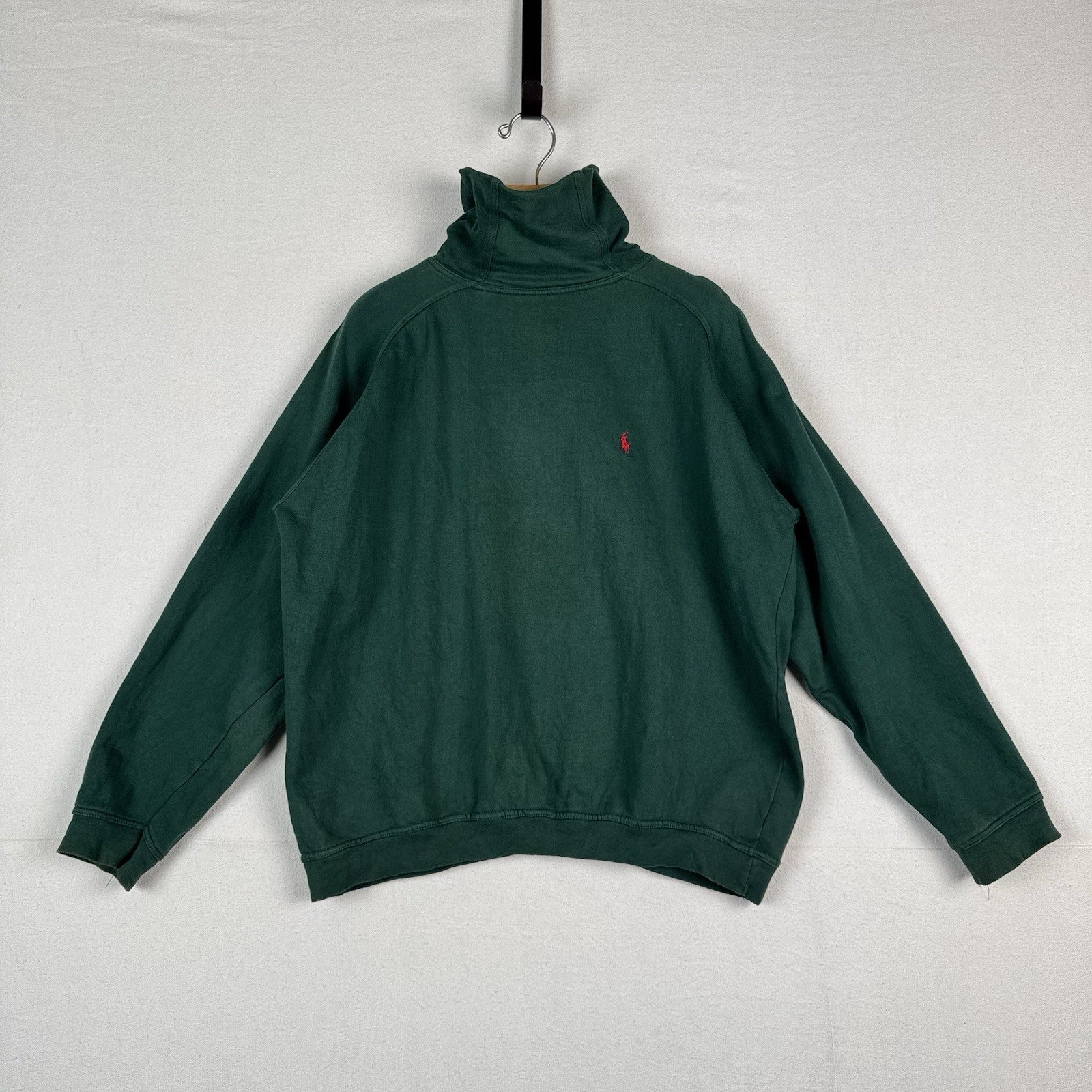Vintage 80s Polo Ralph Lauren Men’s L Mock-neck Sweatshirt Green Made In USA