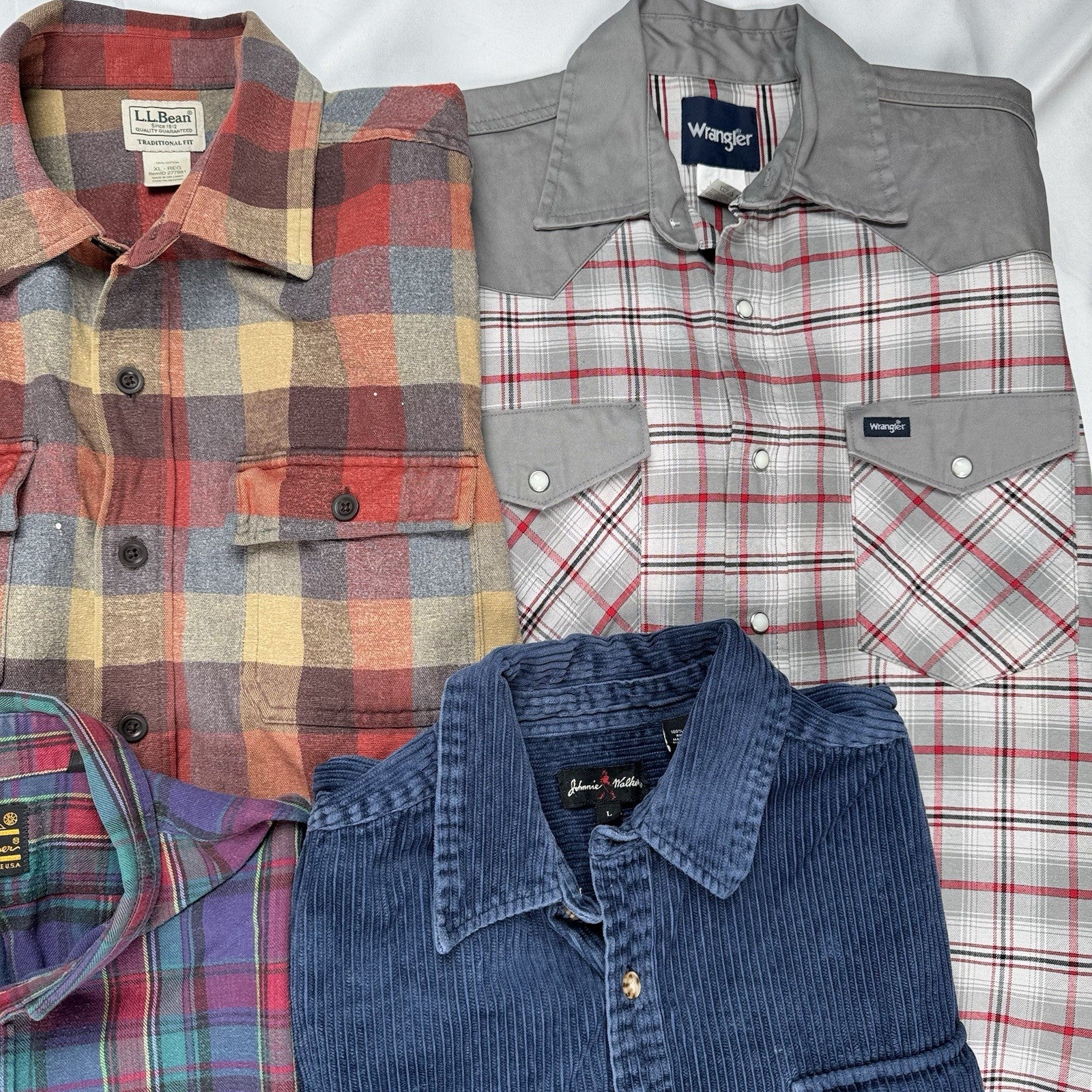 Lot of 10 Vintage Flannel (x7),Western (x2),Cord(x1) Long Sleeve Shirts S,M,L,XL