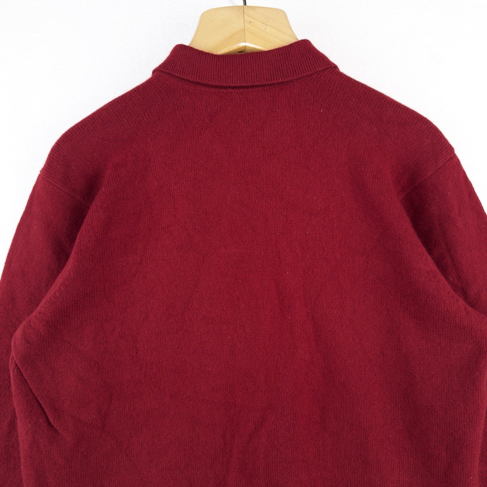 90’s Vtg Polo Ralph Lauren Lambswool Collared Sweater Wine Red Men’s L