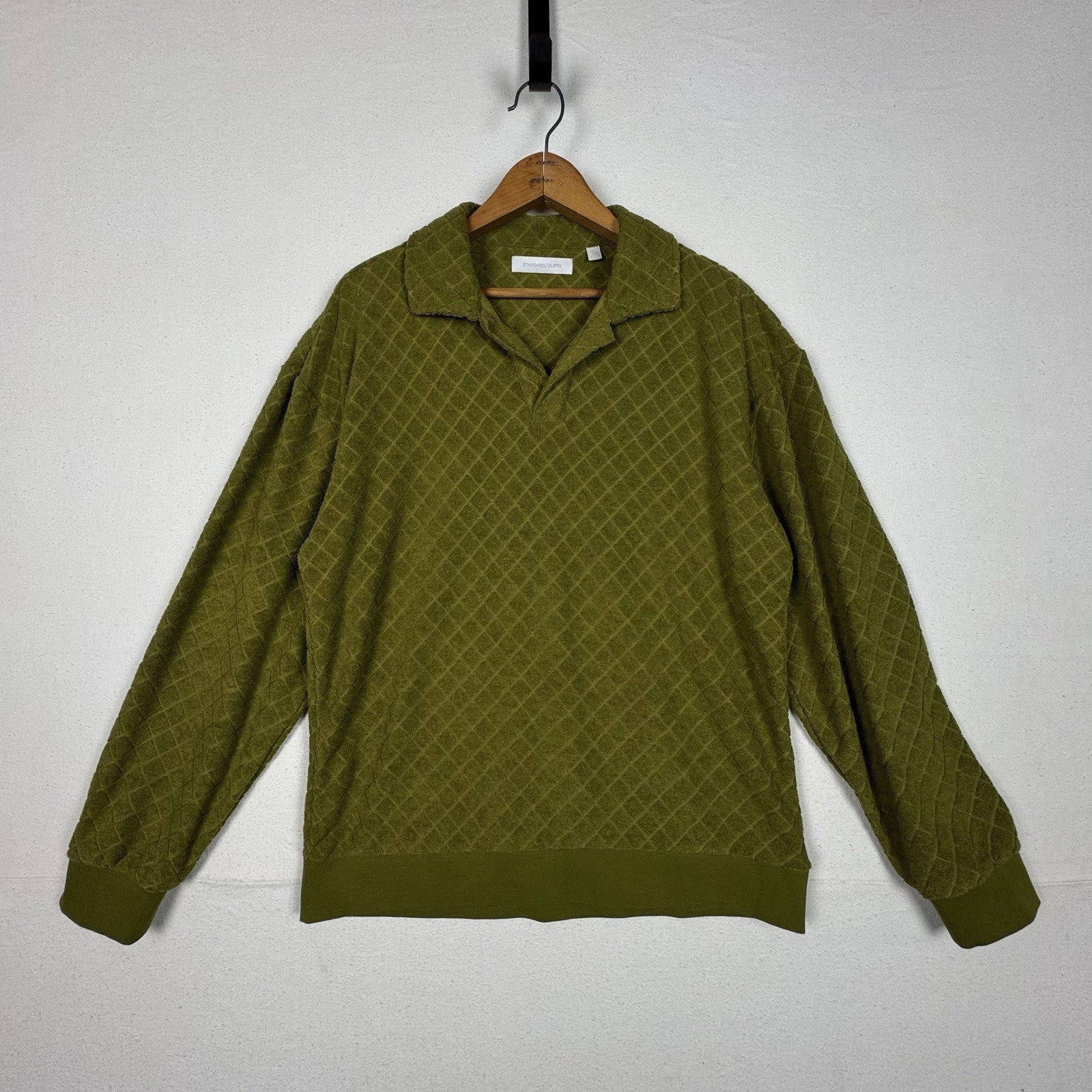 Urban Outfitters Standard Cloth Terry Sweater Pullover Moss Green Textured Sz M