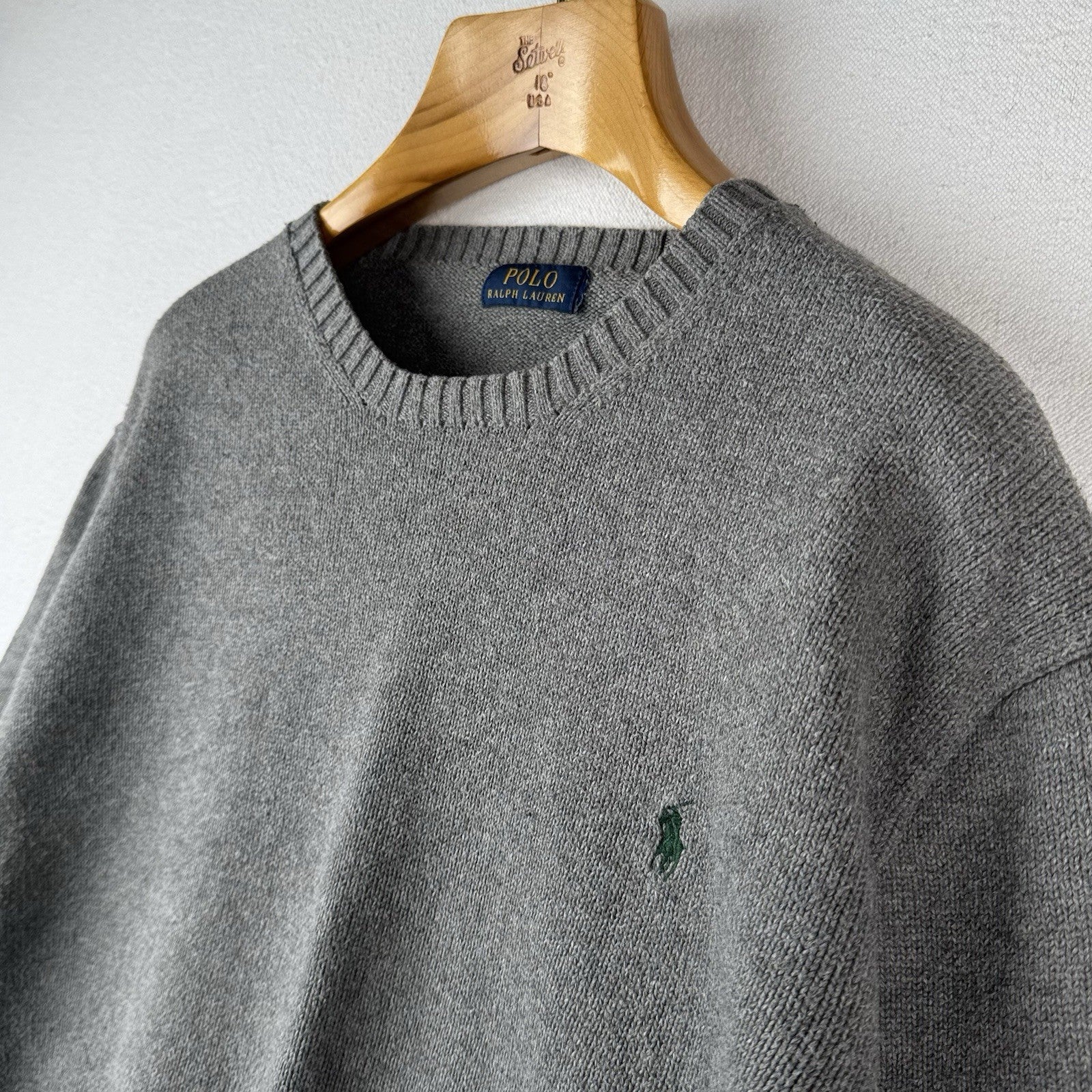 Polo Ralph Lauren Cotton Gray Knit Crewneck Sweater Men’s XLarge XL Blue Pony