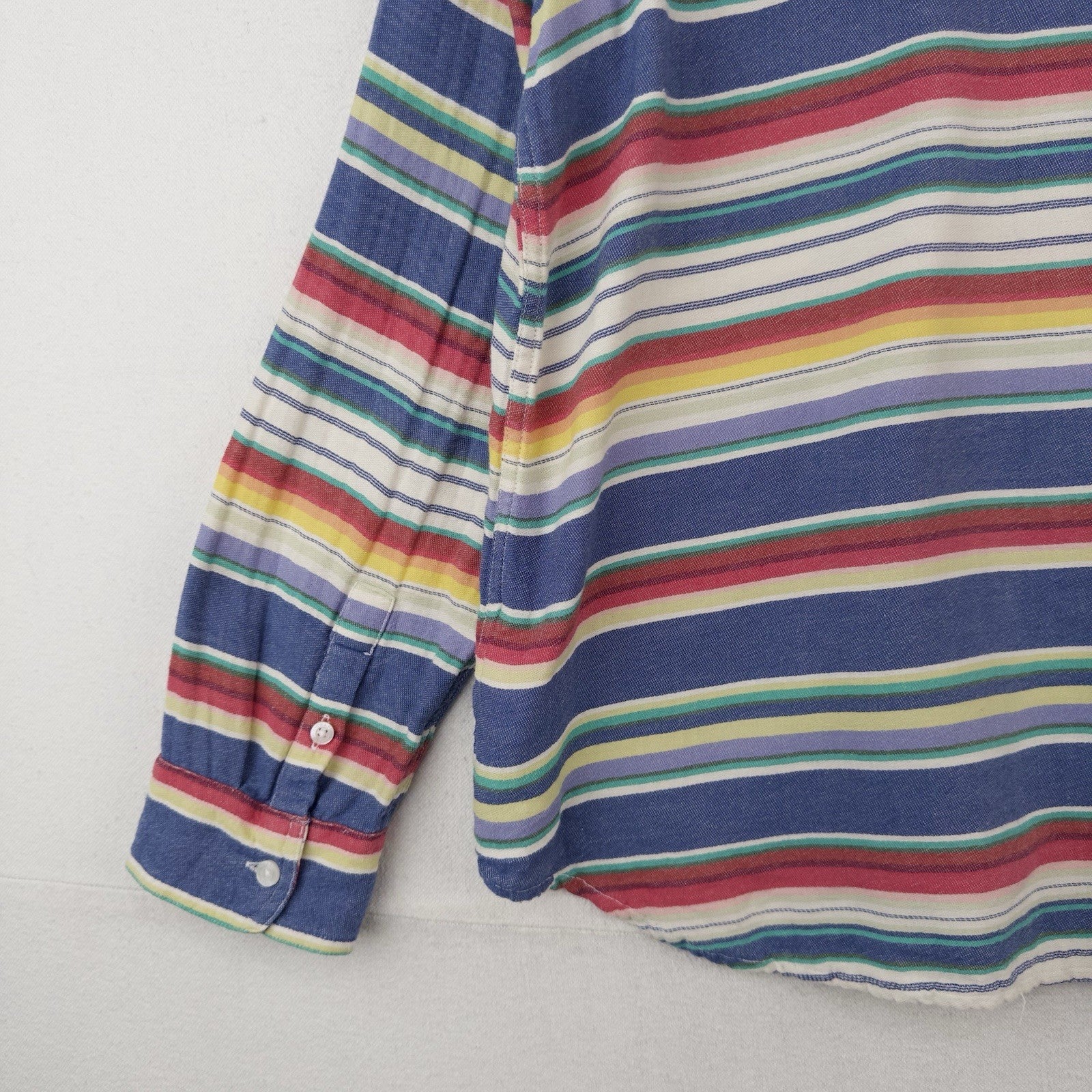 90’s Vtg CHAPS Ralph Lauren Blanket Stripe Print Button Up Shirt Men’s Large