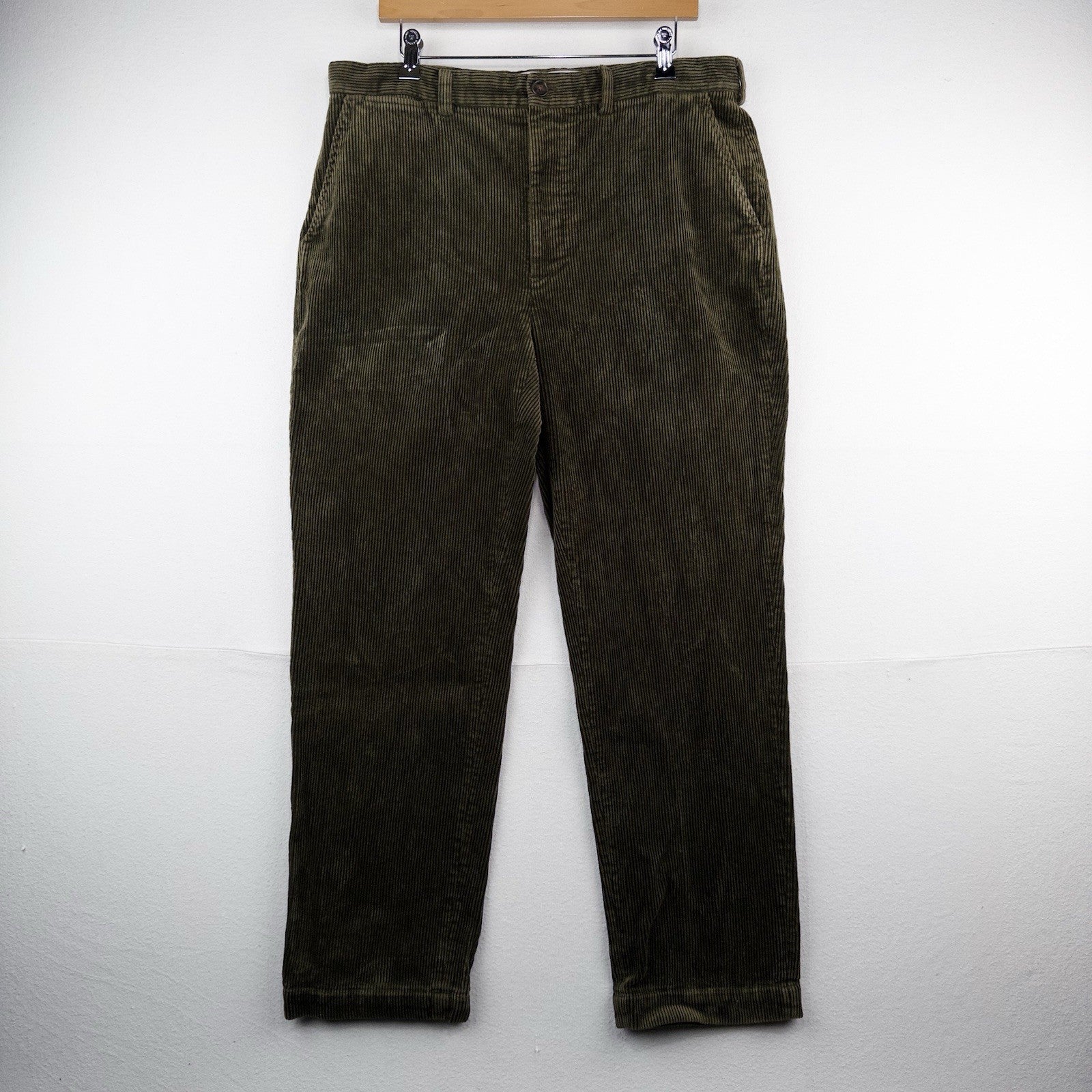 90's Vtg Polo Ralph Lauren Corduroy Pant Mens 38x32 Olive Green Wide Wale