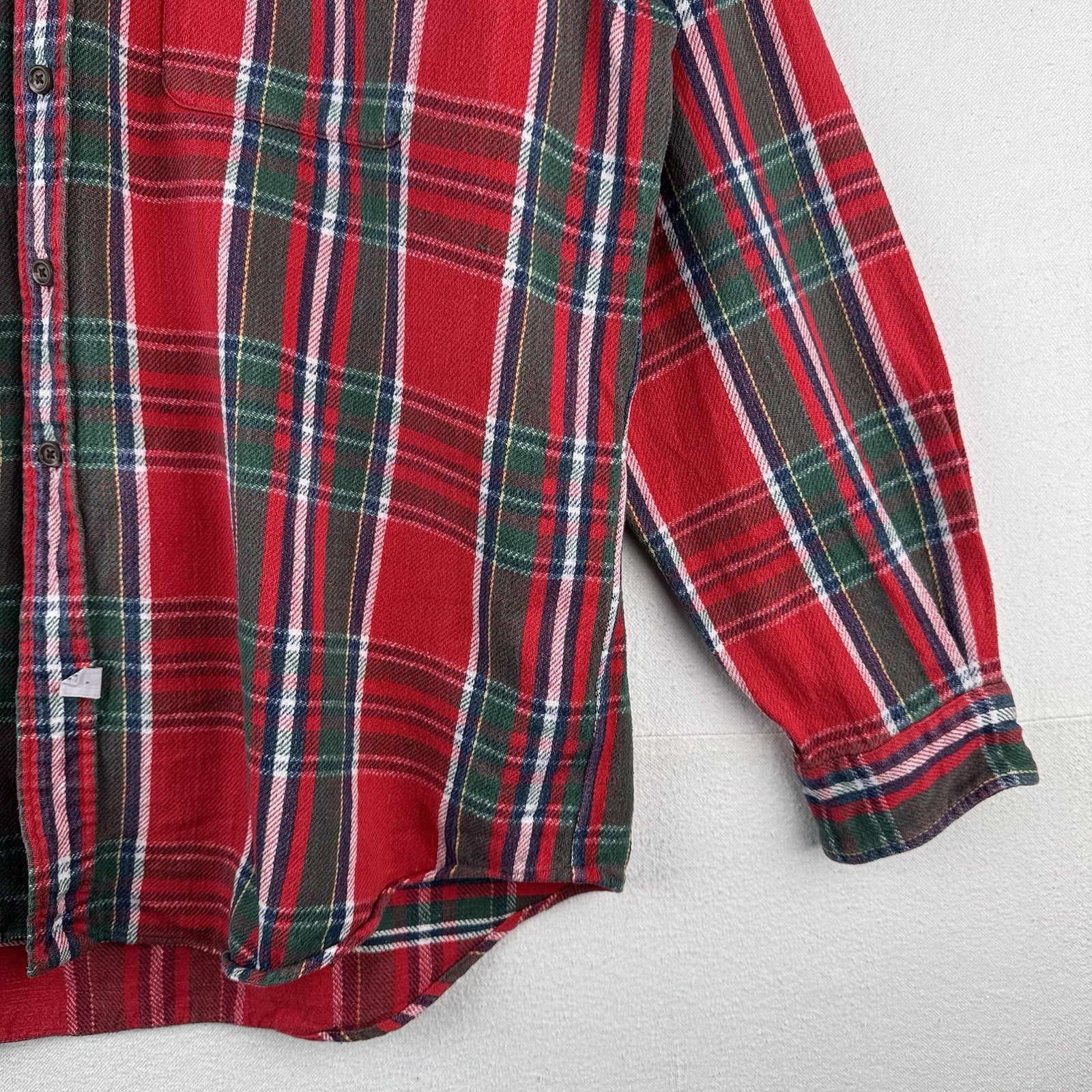 Vtg Polo Ralph Lauren Lowell Sport Red Green Button Up Heavy Flannel Shirt Large