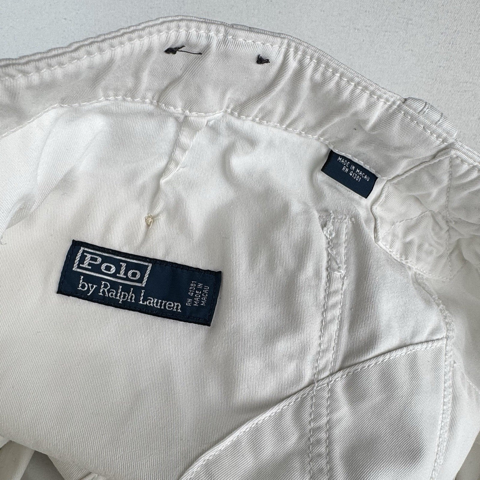 Polo Ralph Lauren Naval Pants Mens 36x32 [Fits 36x30] White Adjustable Ankle