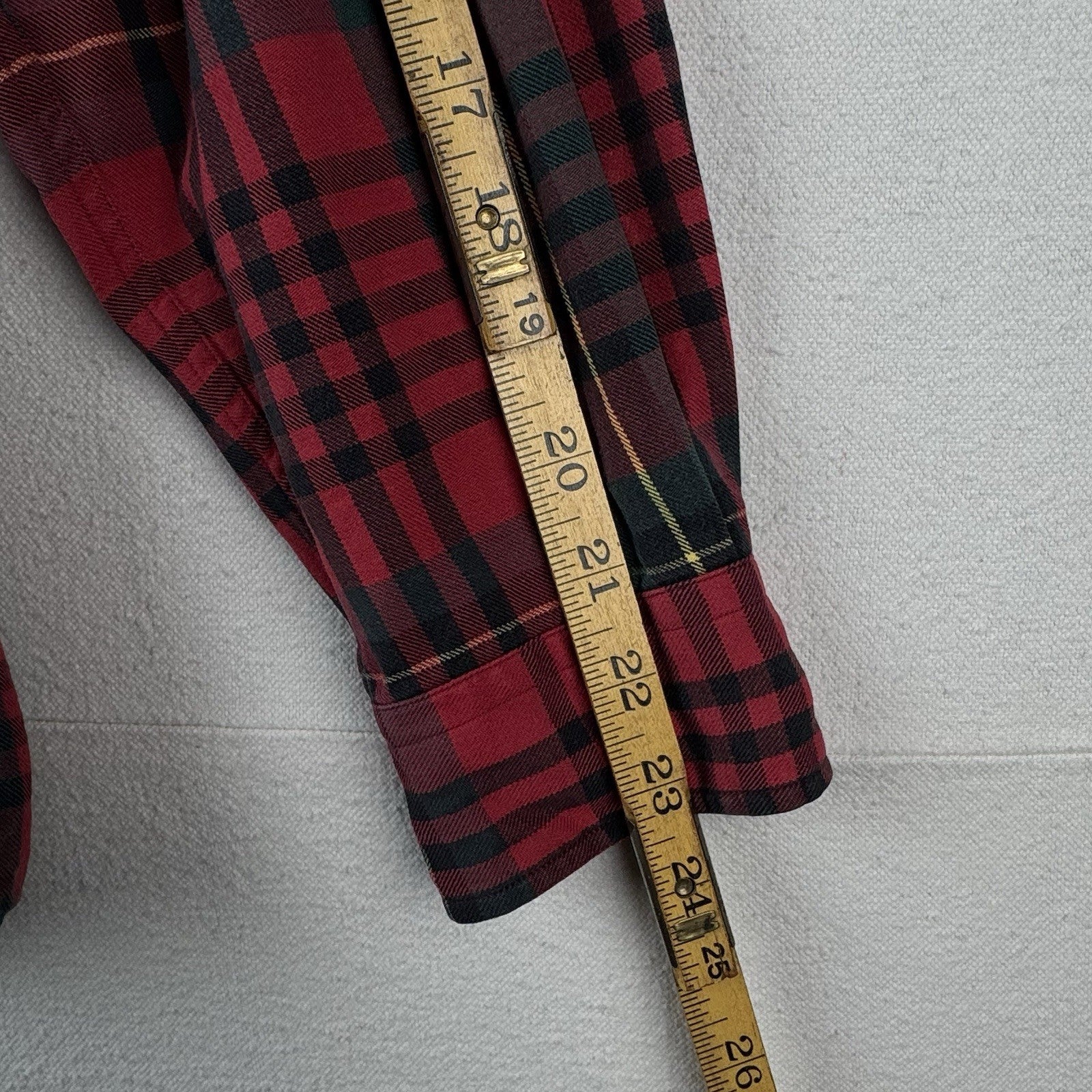 90’s Vtg Polo Ralph Lauren Tartan Plaid Wool Blend Flannel Shirt Men's M Red