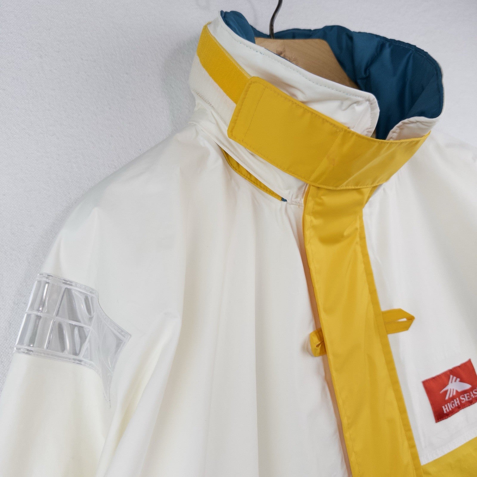 80’s Vtg High Seas Foul Weather Sailing Jacket Hooded Yellow White Men’s M