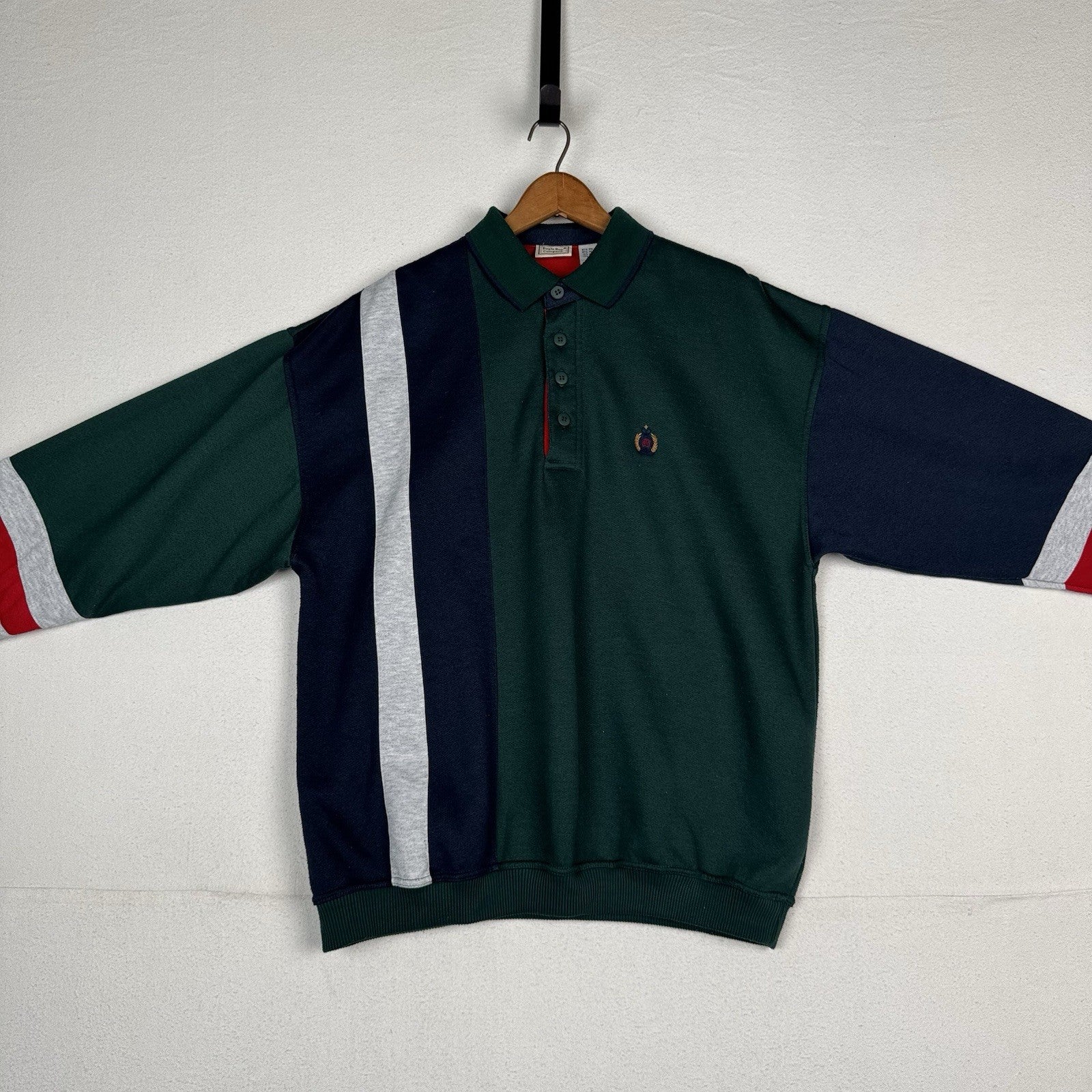Vintage Bugle Boy Men’s XL Rugby Polo Sweatshirt 90s Colorblock