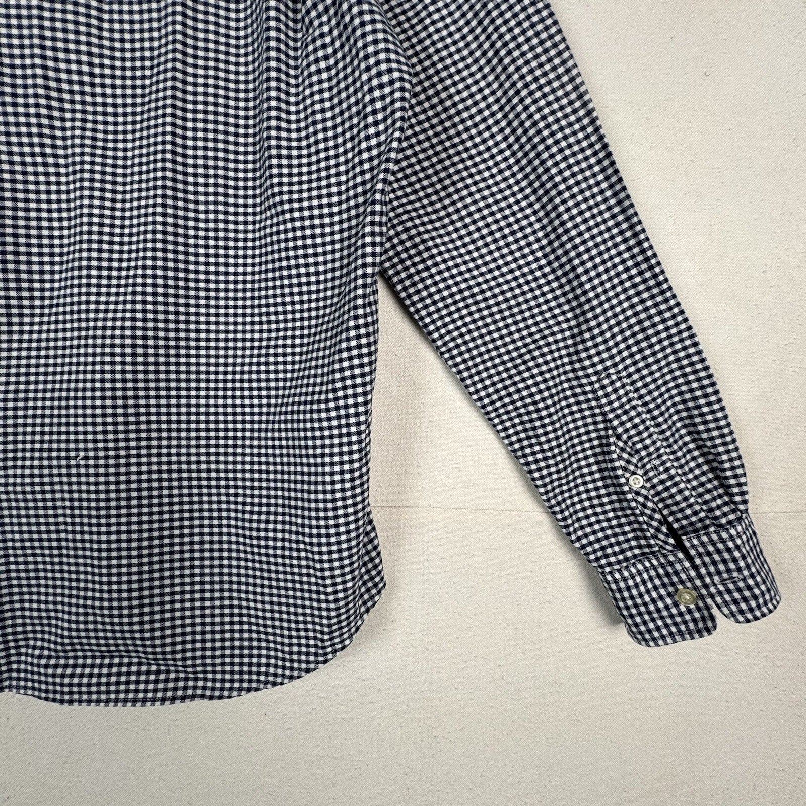Gap Mens Large Button Up Shirt LS Stretch Stndrd Fit Blue White Gingham Check