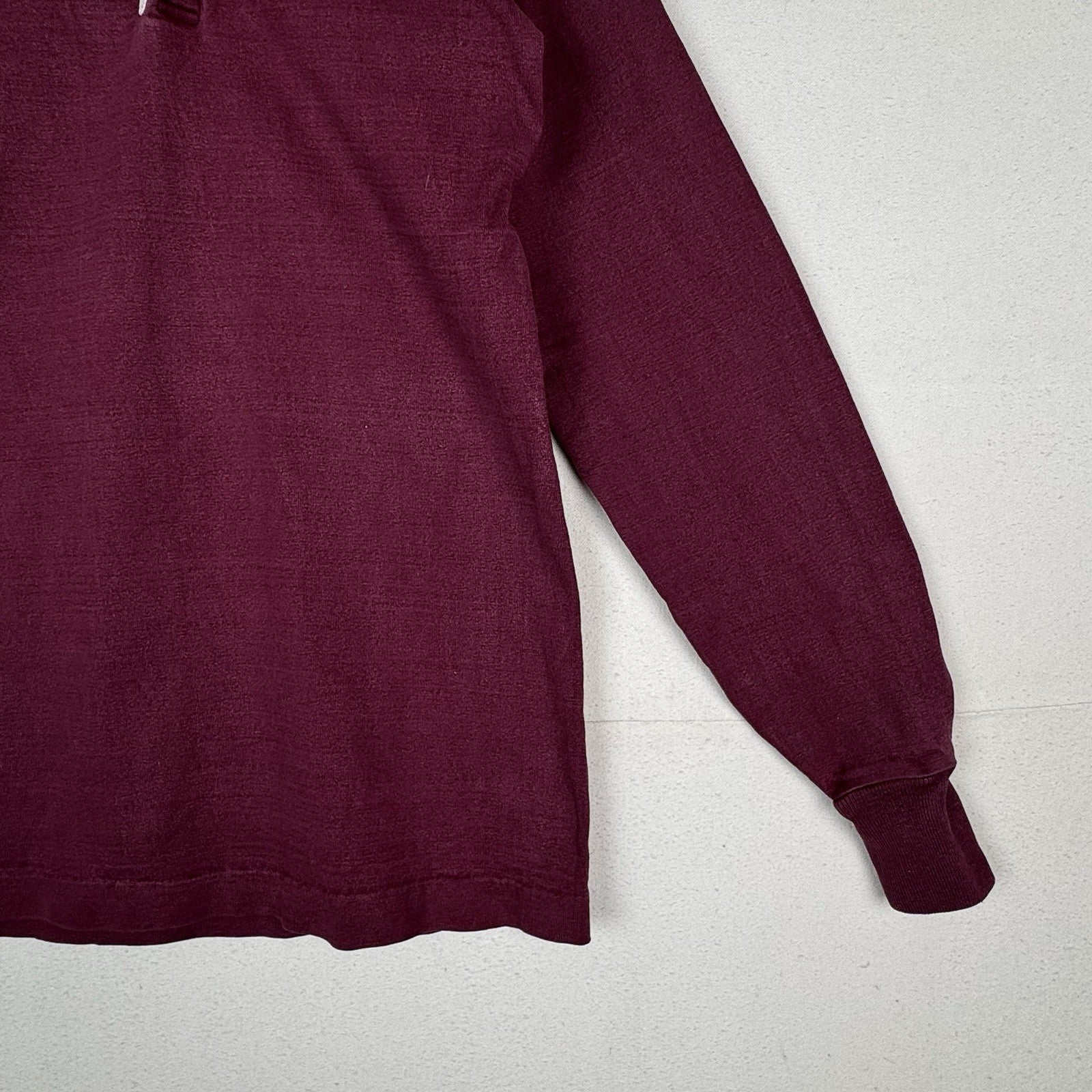 L.L. Bean Rugby Polo Shirt Mens L Large Tall Vintage Burgundy Long Sleeve