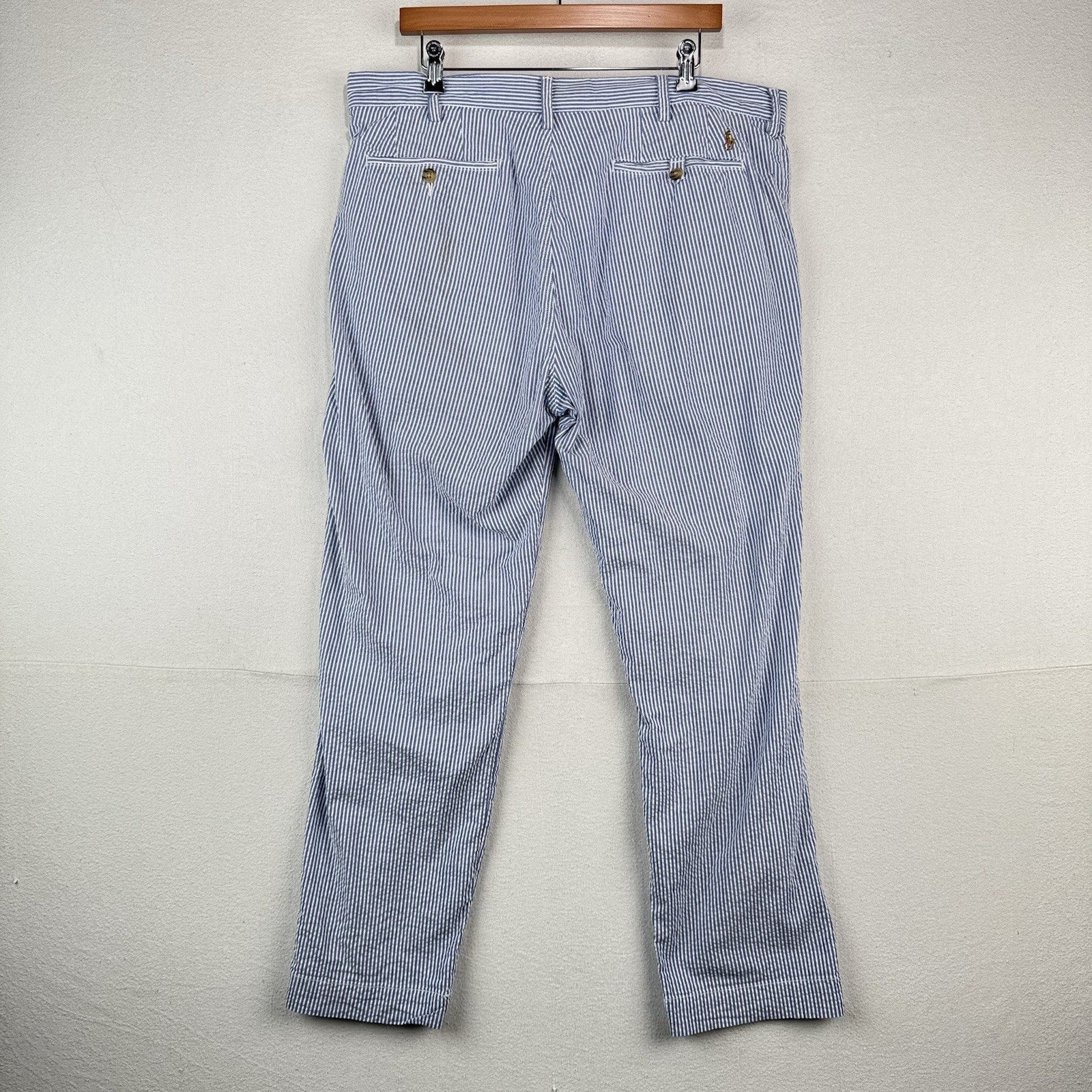 Polo Ralph Lauren Seersucker Stretch Straight Fit Pants 36x30 Flesh Pony *Read