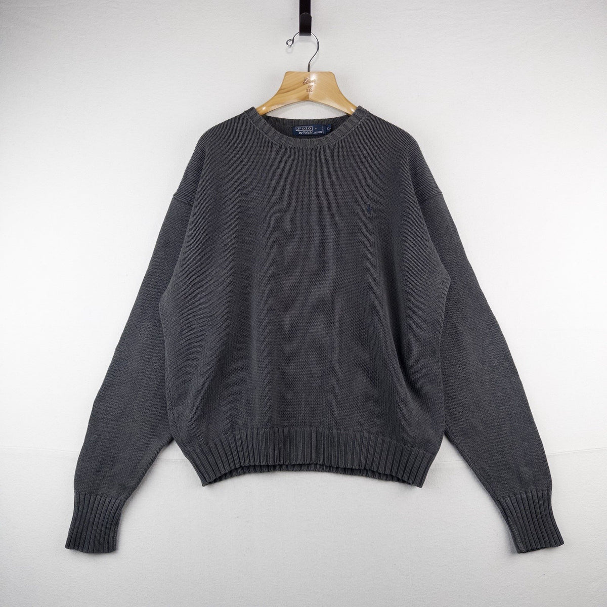 90’s Vintage Polo Ralph Lauren Mens XL Sweater Gray Knit Crew Neck *Read