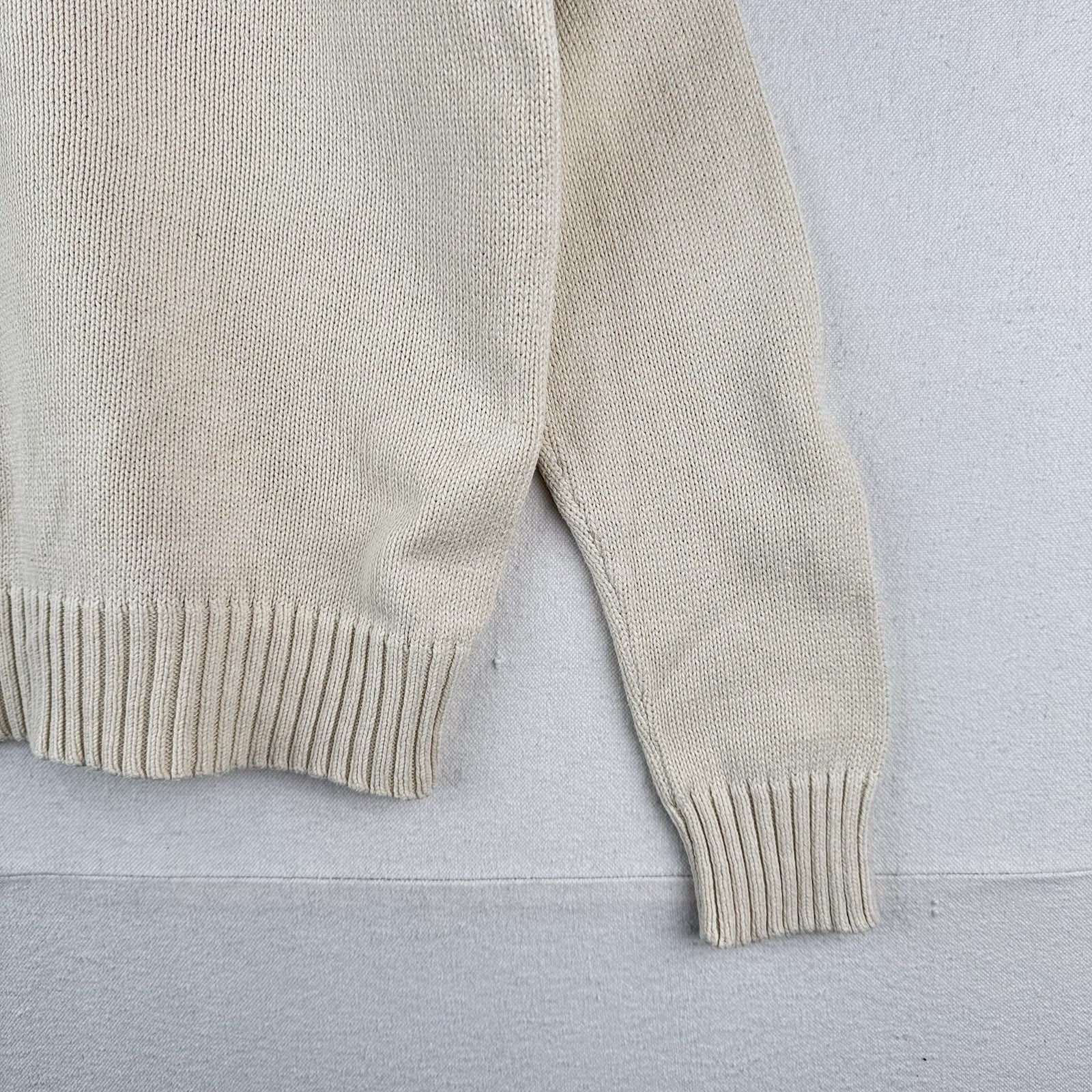 90's Vintage Polo Ralph Lauren Sweater Men's M Cream Beige Pima Cotton Crewneck