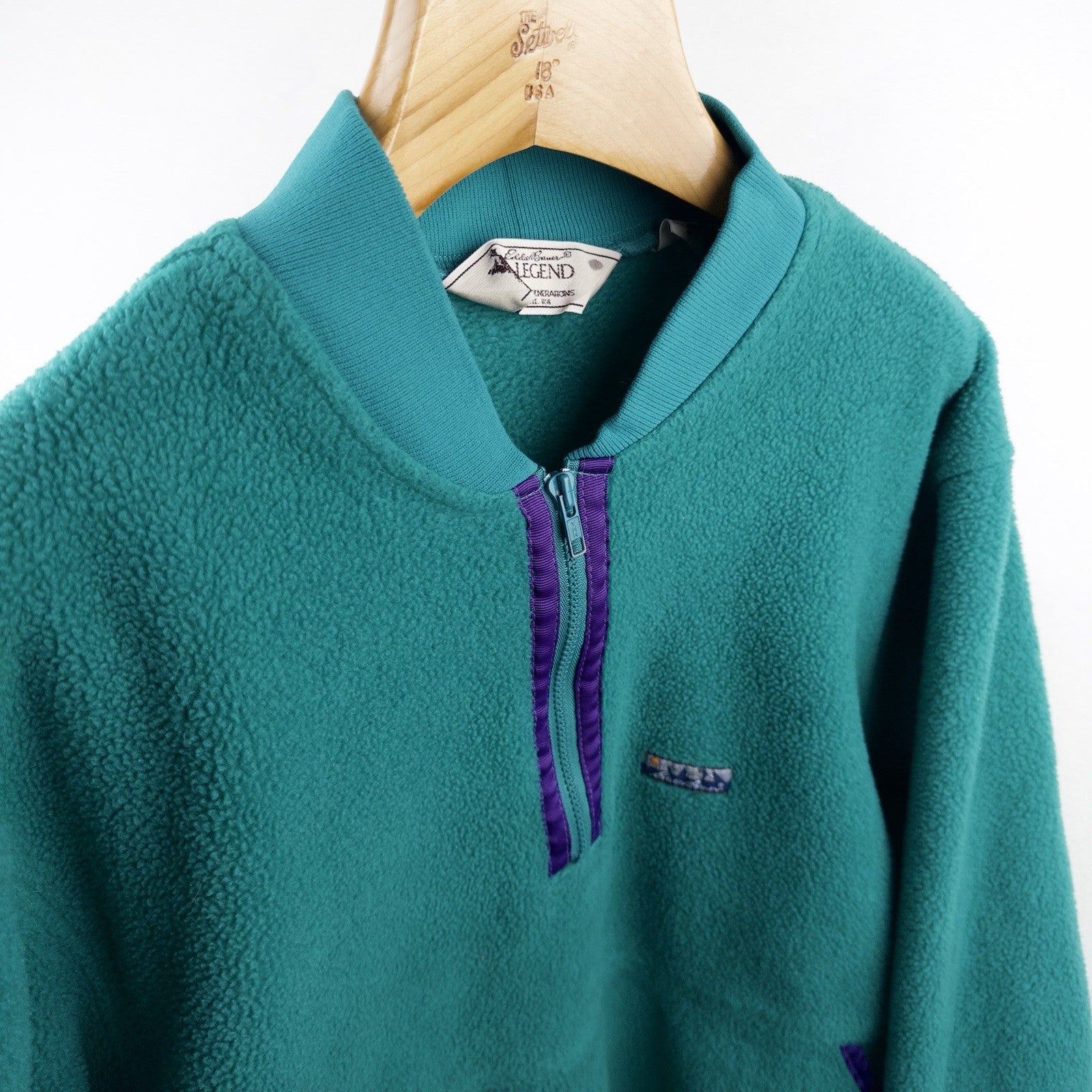 90’s Vtg Eddie Bauer Legend Teal Fleece 1/4 Zip Men’s 2XL Tall Pullover