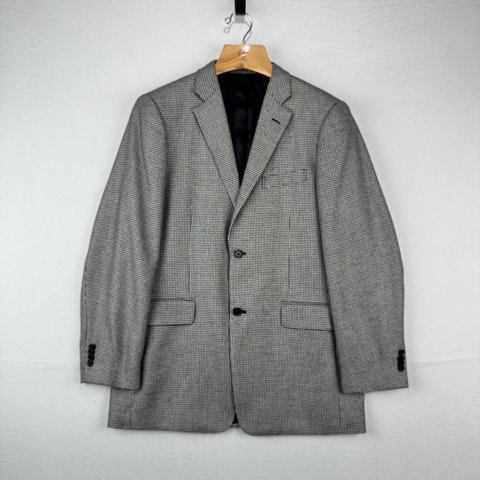 John W Nordstrom Men’s 42L Black White Houndstooth Loro Piana Cashmere