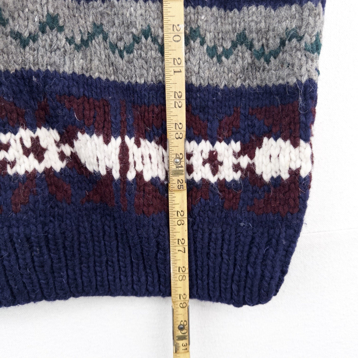 Vintage Otavalo Native American Ecuador Sweater Large 44” Hand Knit Wool Heavy