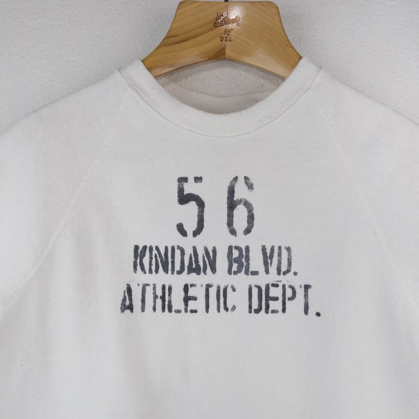 90’s Vtg Kindan Athletic Dept. White Short Sleeve Sweatshirt Stencil Raglan L