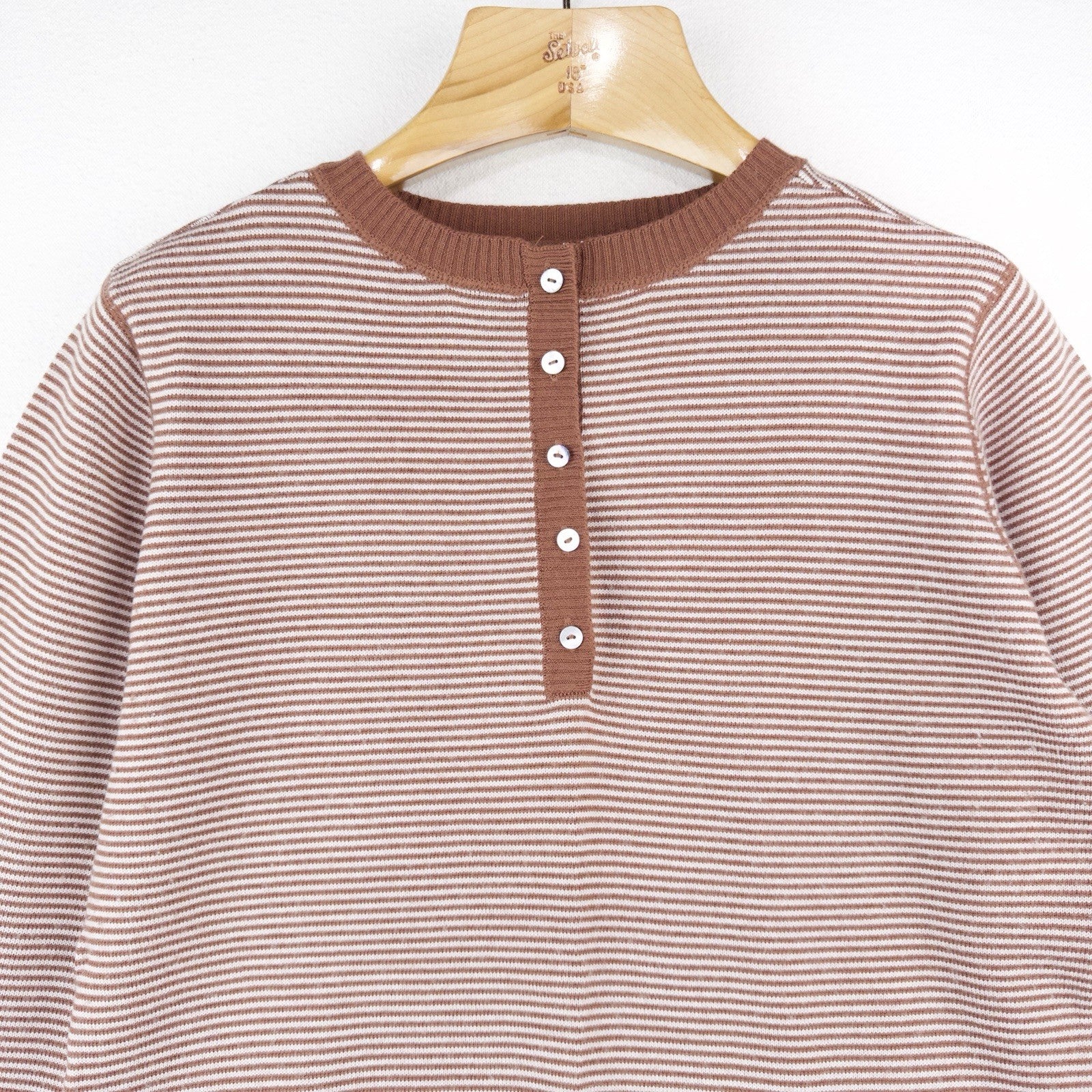 Merino Wool Striped Sweater Henley Women’s Large Carve Designs