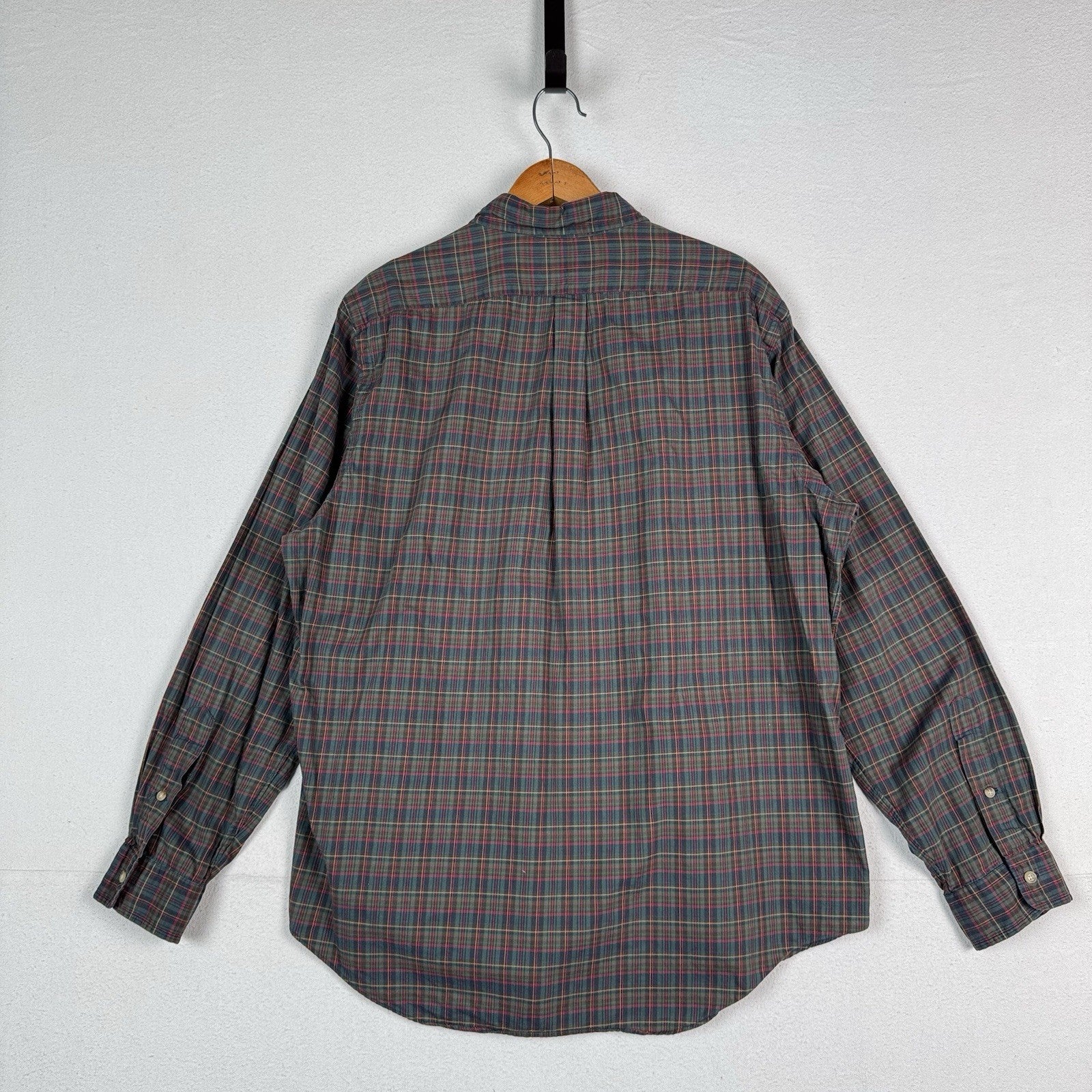 Polo Ralph Lauren Plaid Oxford Button Shirt Men's XL Hunter Green Blue Red
