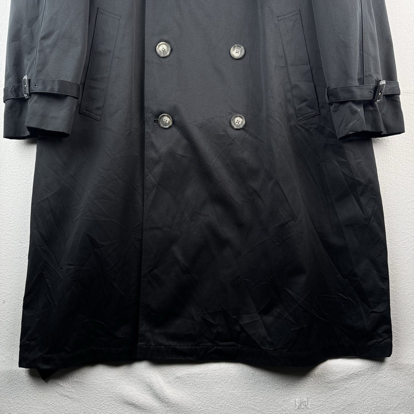 Ralph Lauren Black Trench Coat OverCoat Quilted Cotton Blend Lined Insulated 48R