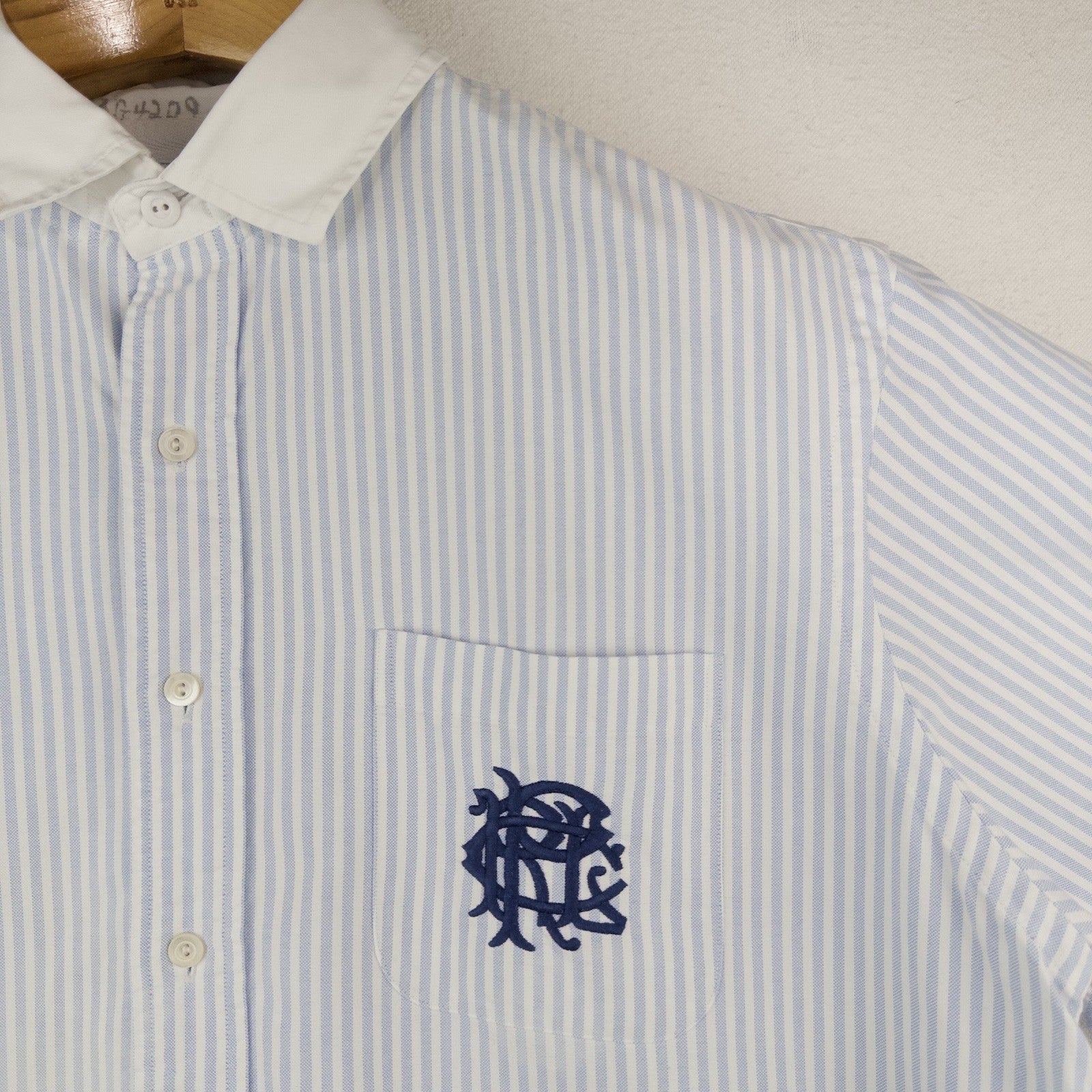 90’s Vtg Polo Ralph Lauren Blue White Pinstripe Winchester Club Collar Shirt XL