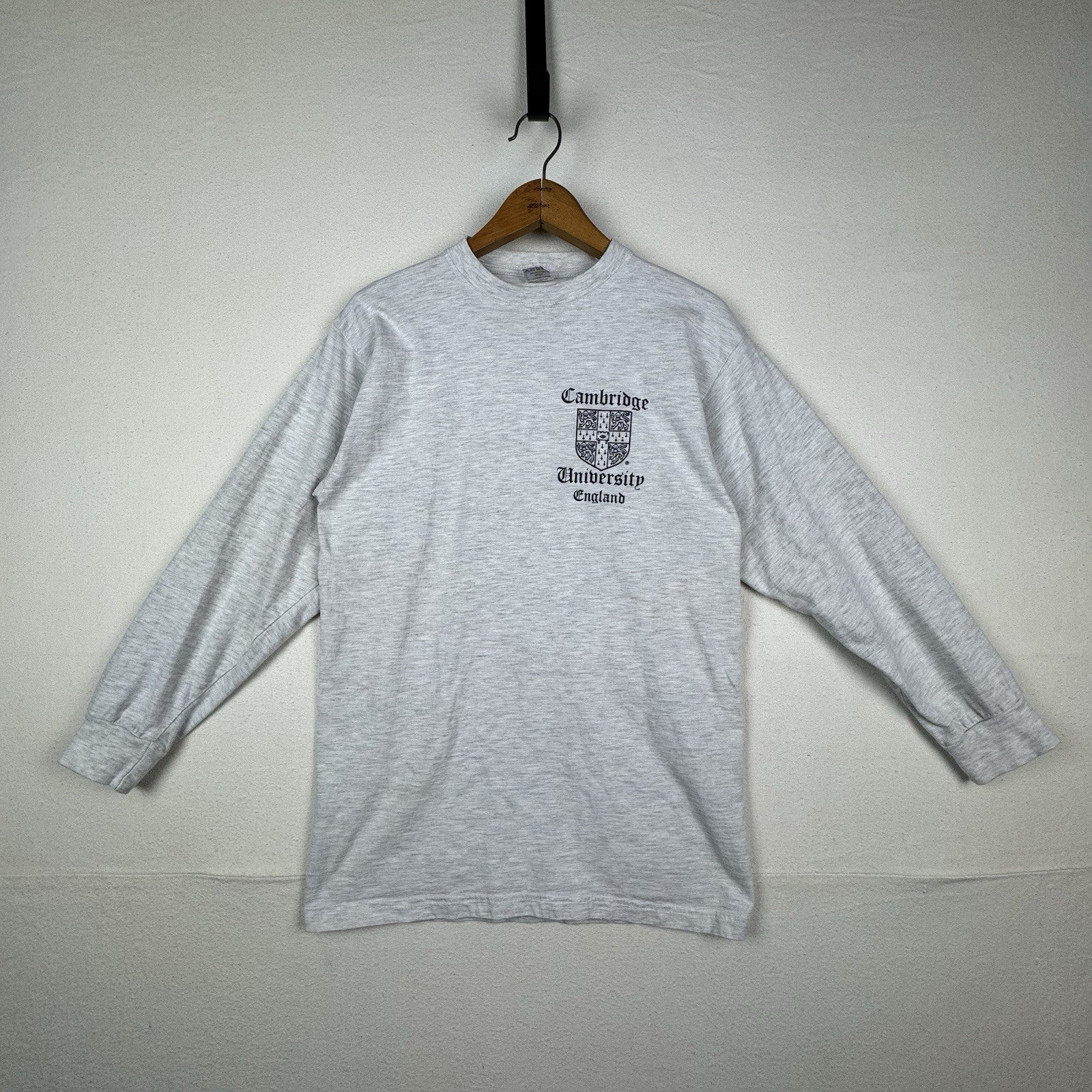 Cambridge University 90's Long Sleeve T-shirt 100% cotton Small Vintage Preppy