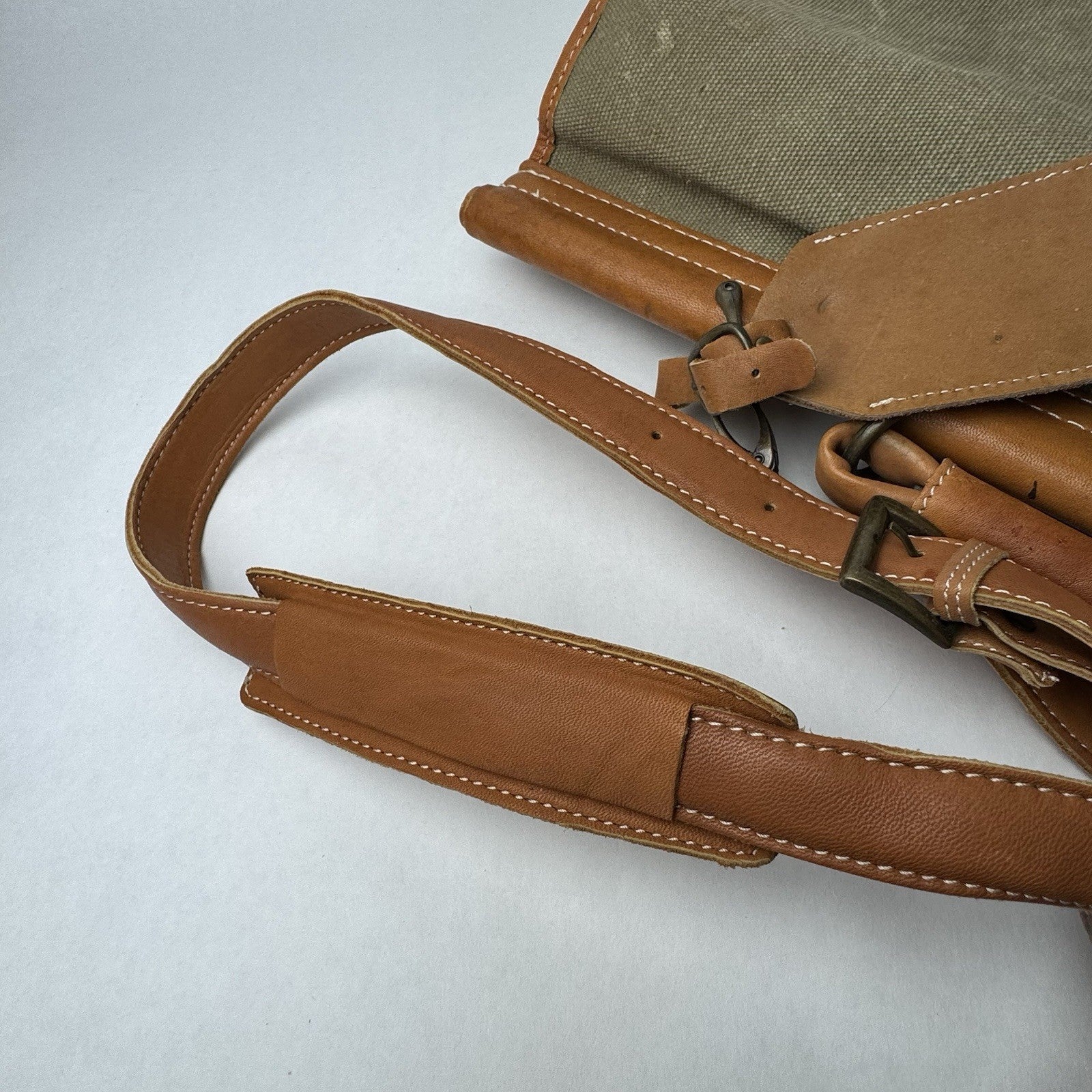 Vintage Safari Waxed Canvas Leather Laptop Briefcase Messenger Bag 19”x7”x15”