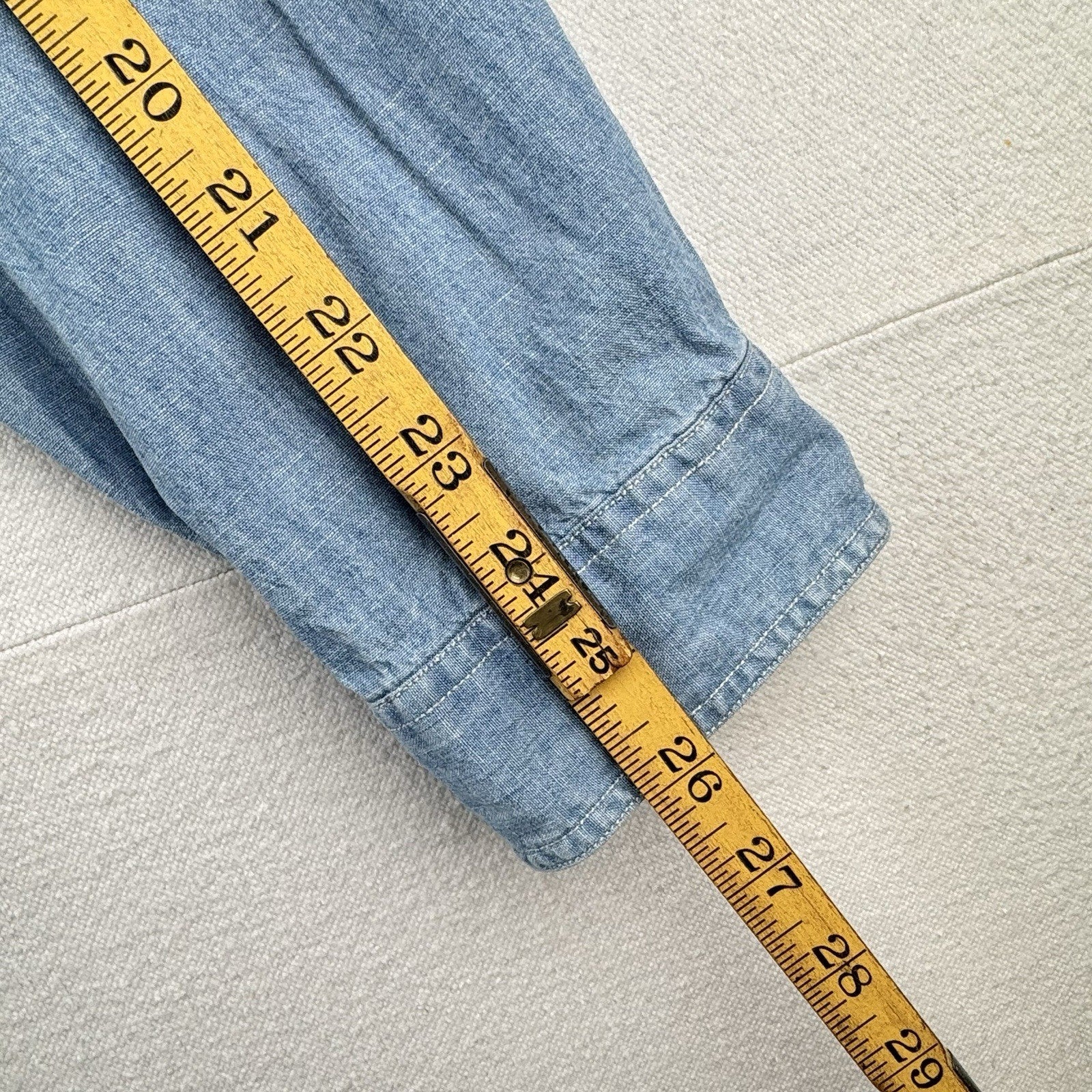 Vintage Ralph Lauren Men's XL Blue Chambray Button Down Shirt Western Workwear