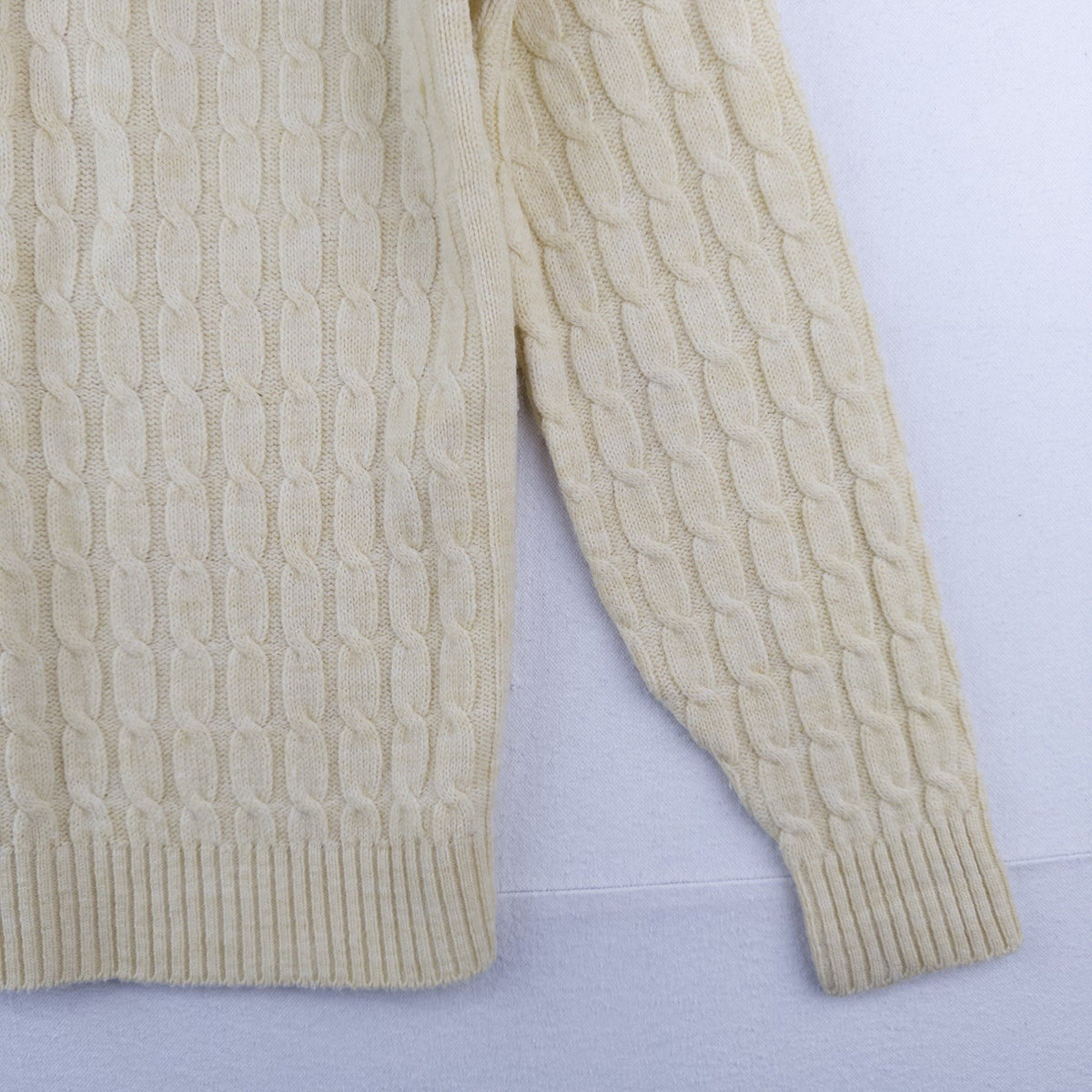 80’s Vtg Lord Jeff Sweater Men’s Large Yellow Cable-Knit Crewneck Pullover USA