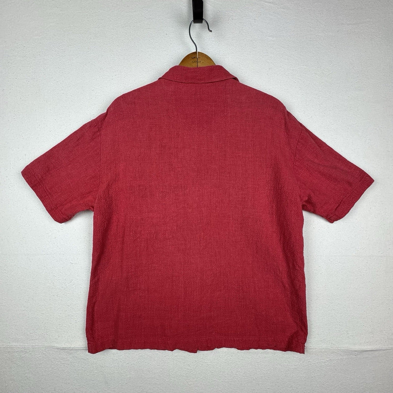 Vintage 70’s Sangam Imports Resort Shirt Button Up Red Sz M 100% Cotton Cottage