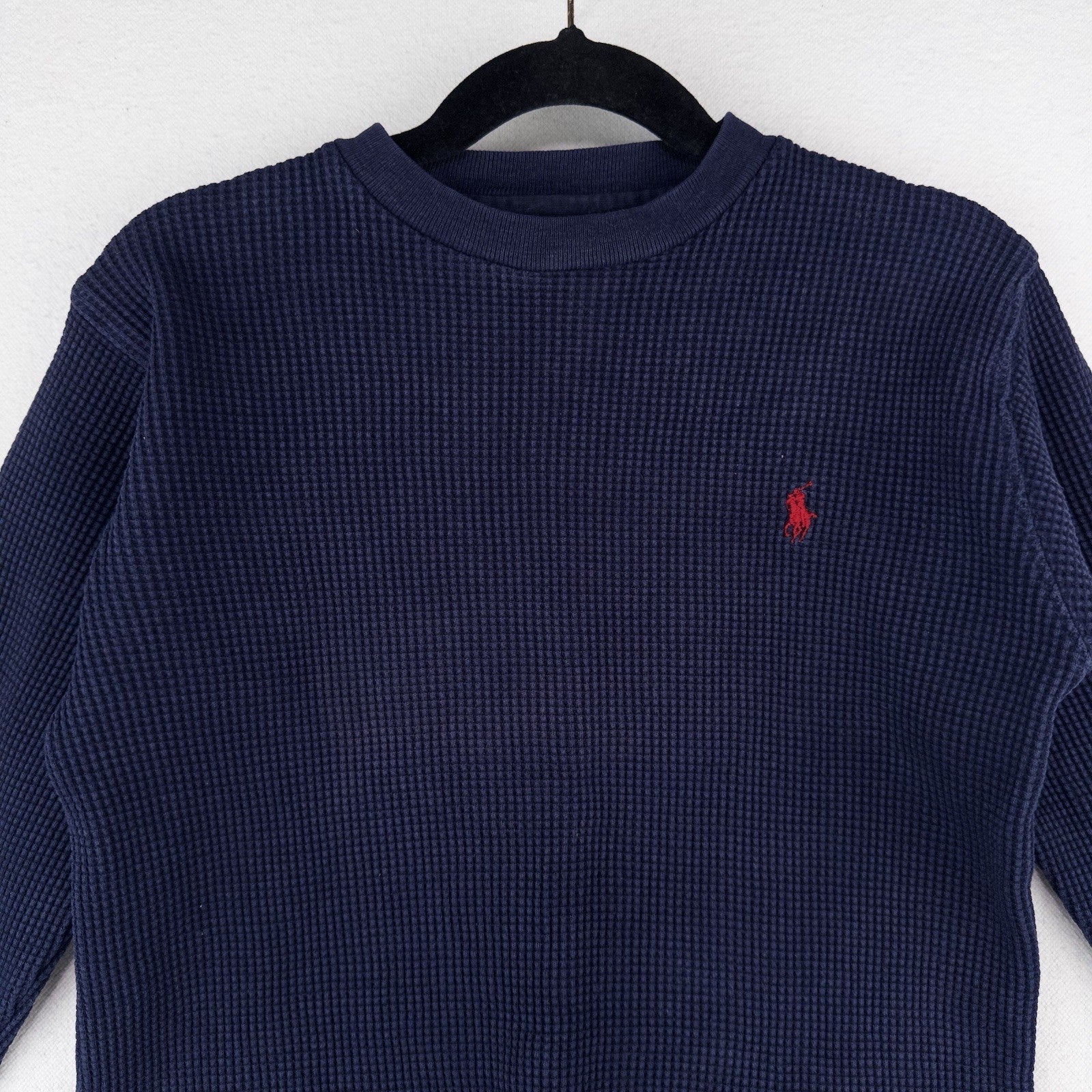 Polo Ralph Lauren Boys 6 Thermal Shirt Navy Blue Long Sleeve Waffle Knit
