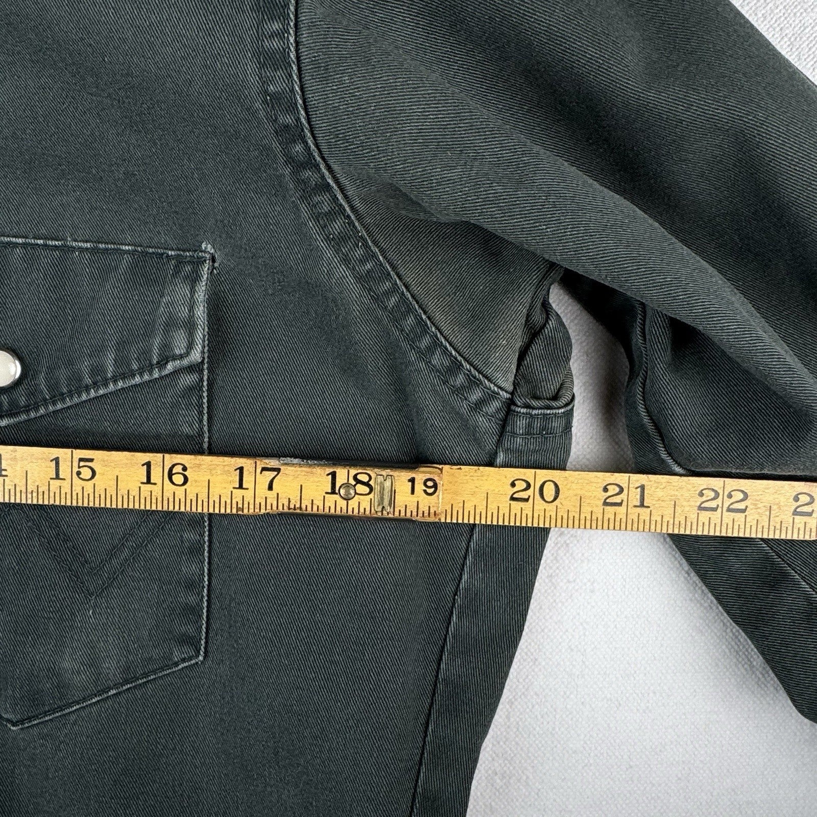 Vintage Wrangler Western Thick Twill Dark Green Pearl Snap Shirt Mens M