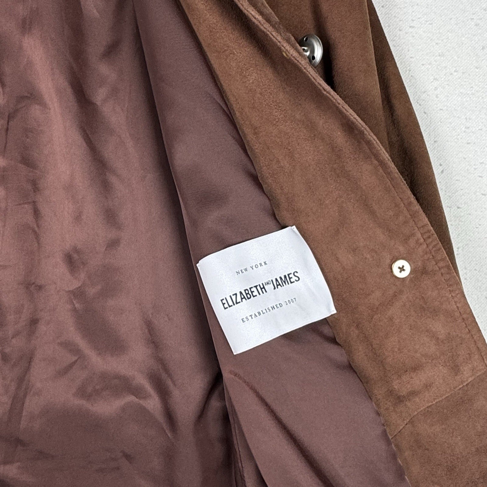 Elizabeth and James Long Suede 100% Real Leather Jacket Size XS