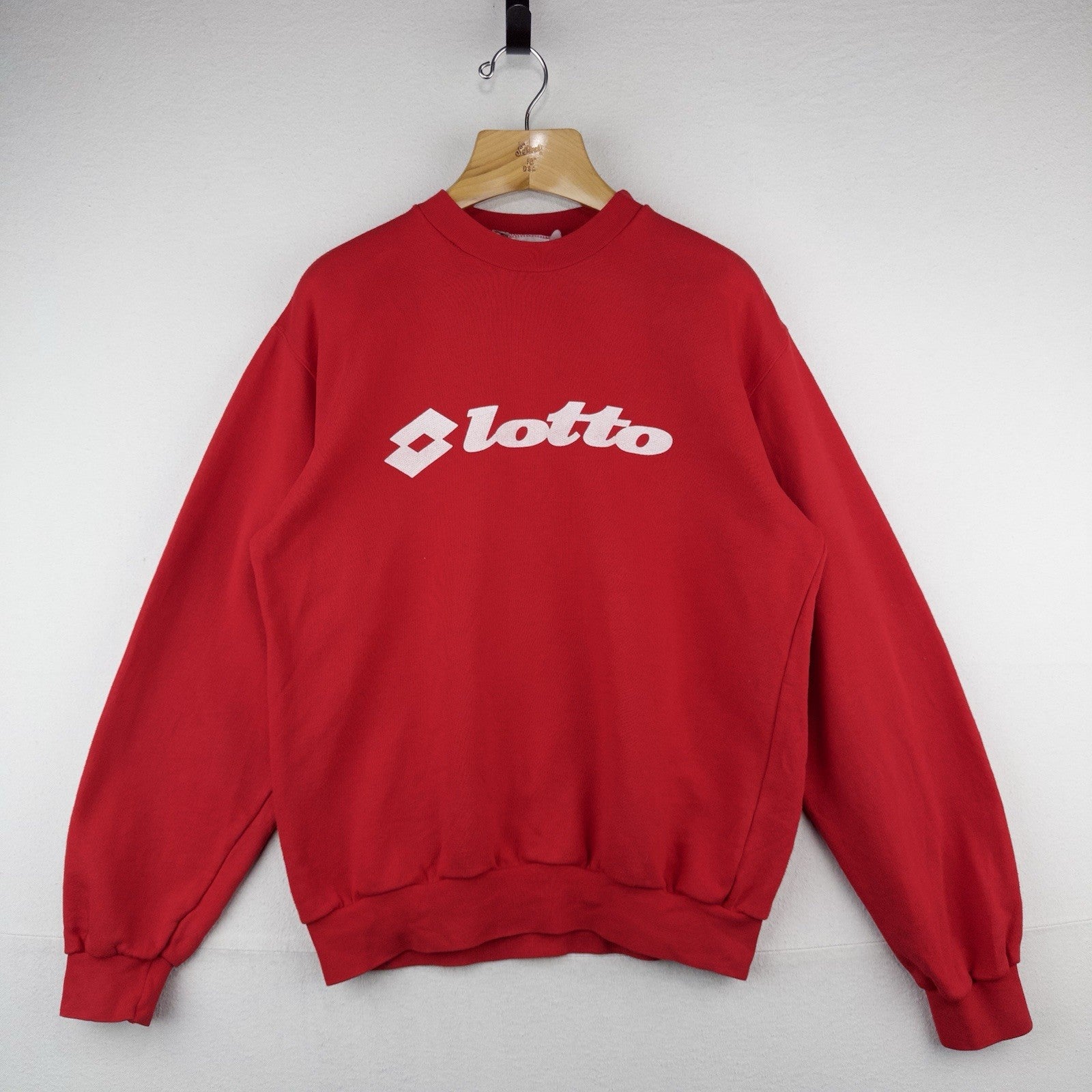 90’s Vtg Lotto Big Logo Red Crewneck Sweatshirt Men’s XL  (44) Made In Italy