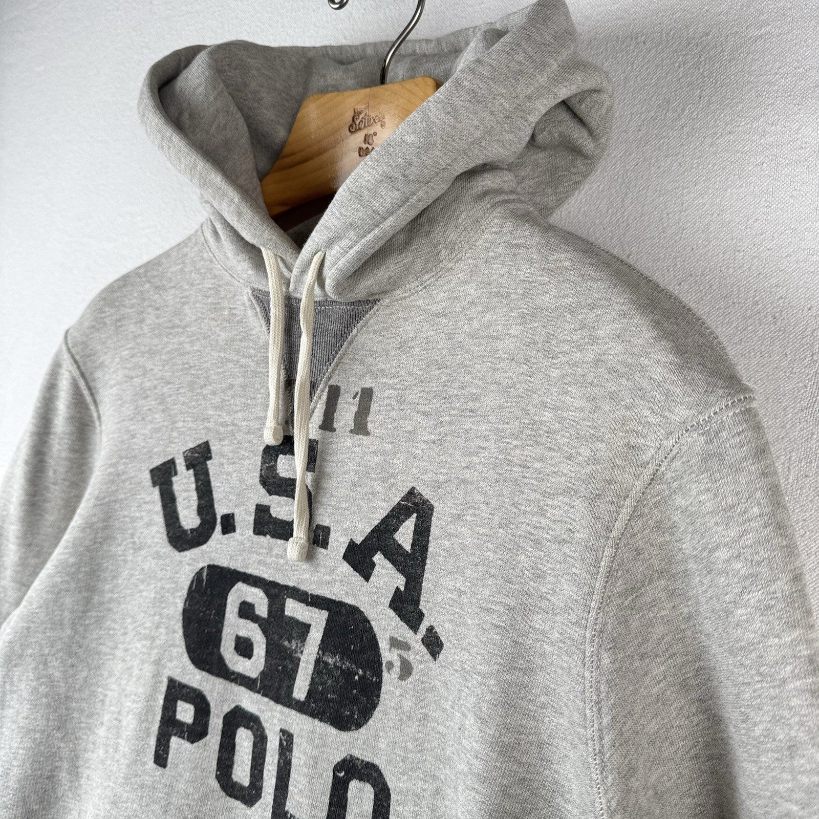 Polo Ralph Lauren USA 67 Hoodie Men’s Small Gray Split Pocket