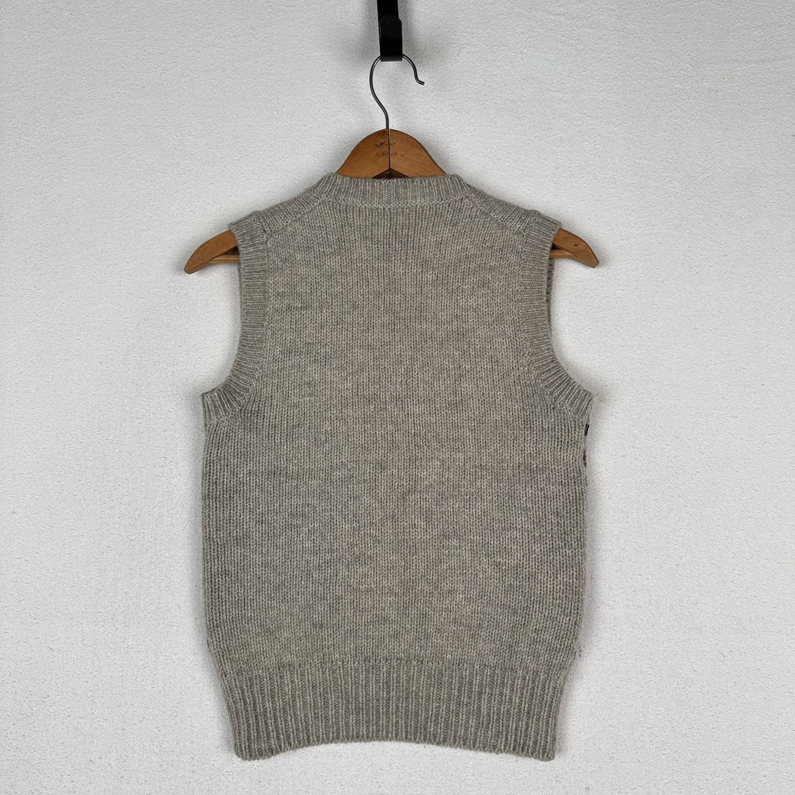 Vintage Jos. A. Bank Clothiers Argyle Vest 100% Shetland Wool Small Grey Blue