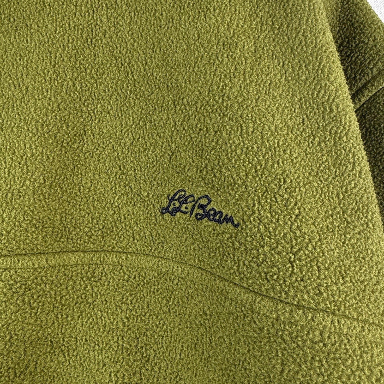 90’s Vtg LL Bean Snap Fleece Pullover Men’s Large Sage Green Jacket Cursive USA