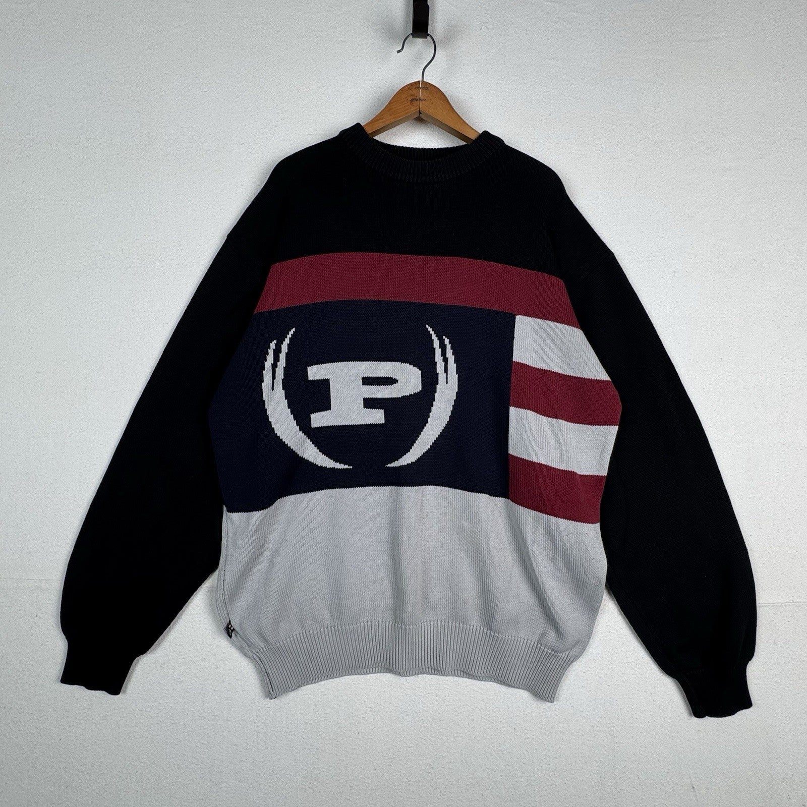 Vintage Phat Farm Crewneck Pullover Sweater Size 2XL Y2K Black Gray Red