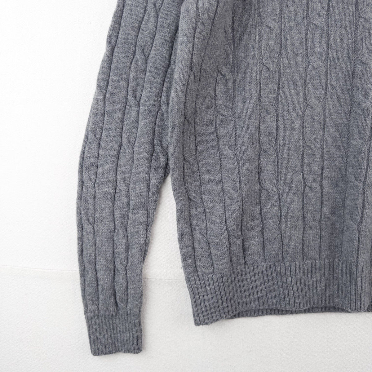 Brooks Brothers Gray 100% Italian Lambswool Cable Knit Sweater Men’s XL