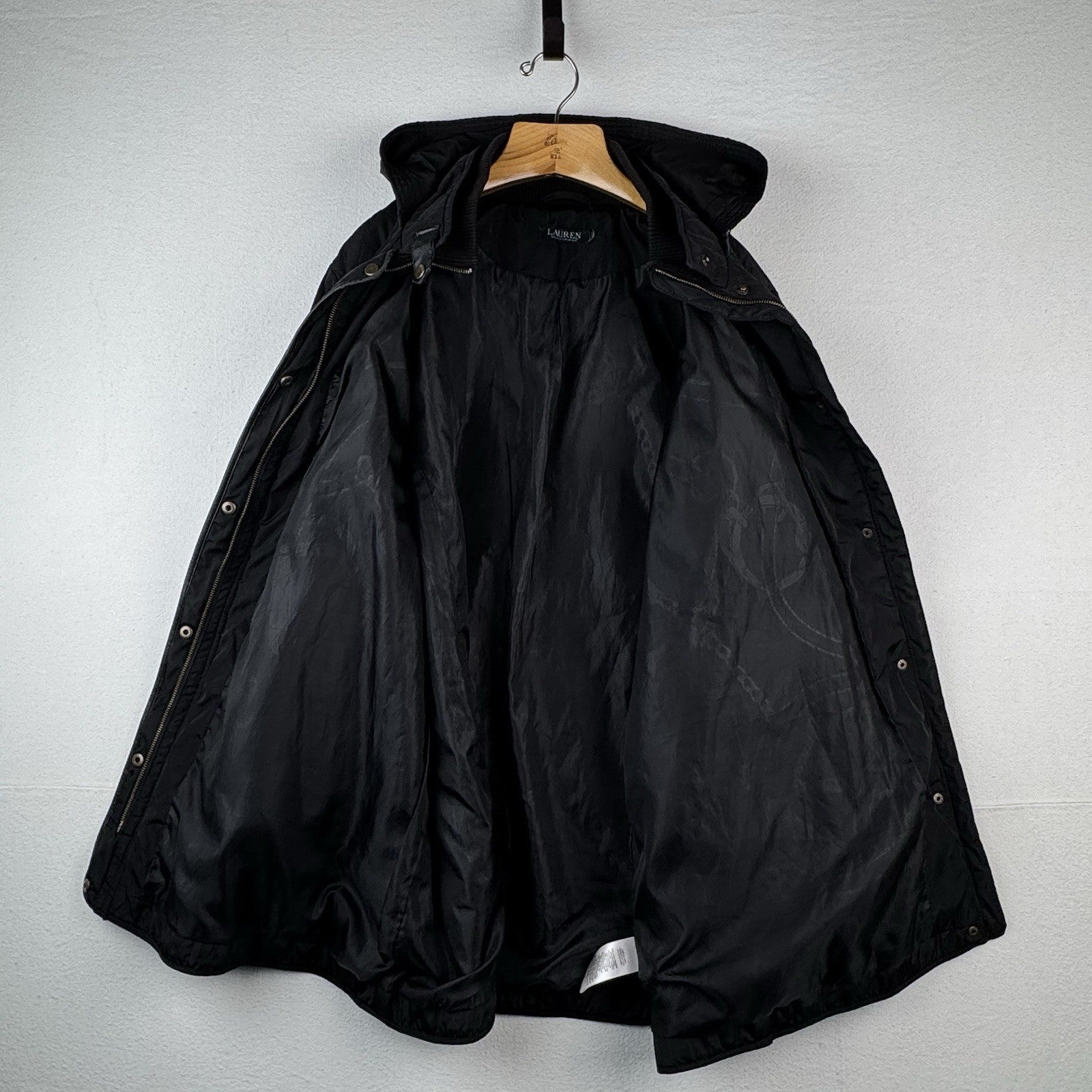 Lauren Ralph Lauren Diamond Quilted Women's 2X Black Hooded Jacket Elbow Patches
