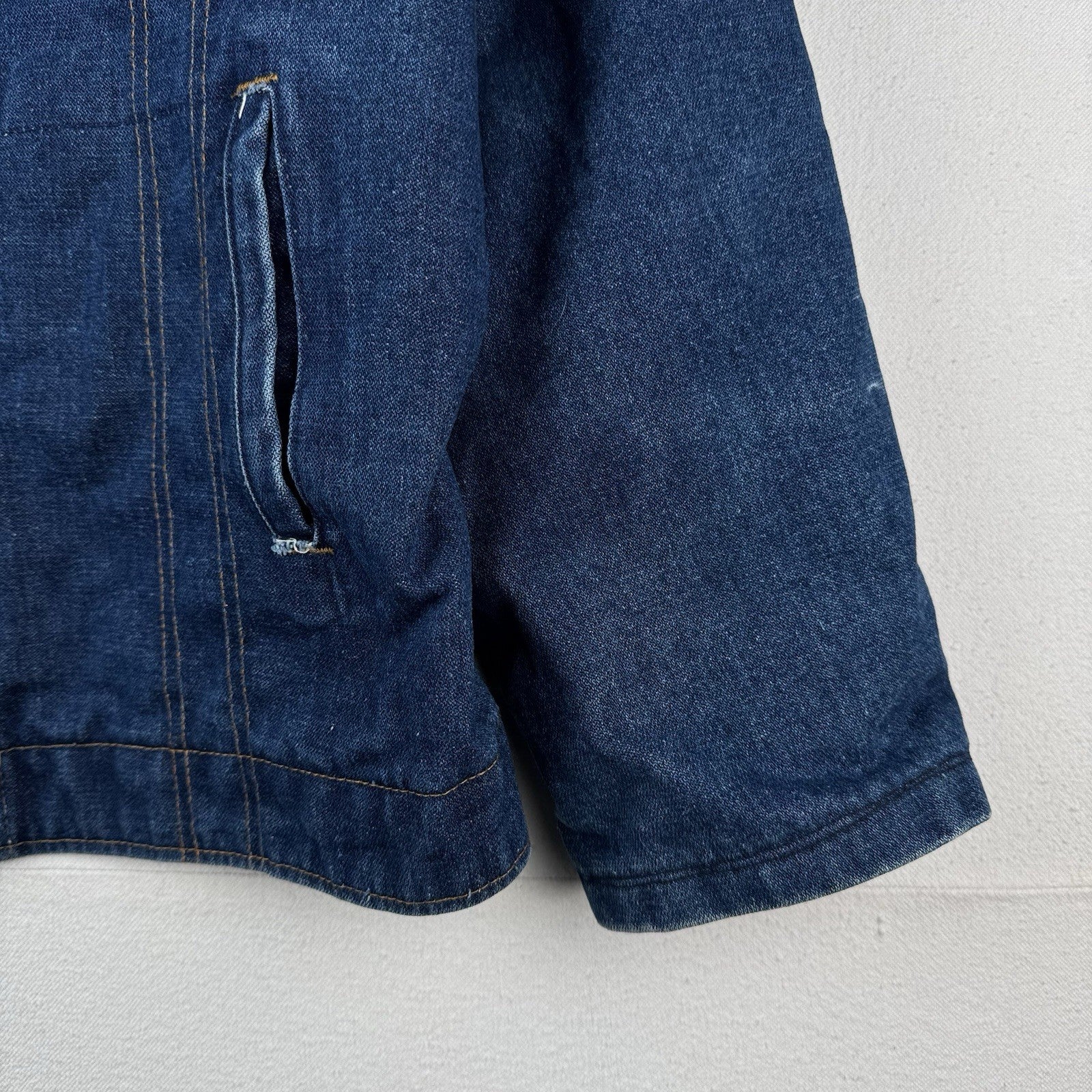 70’s Vtg Key Imperial Denim Jacket Men’s 44 Long Brown Corduroy Collar Made USA