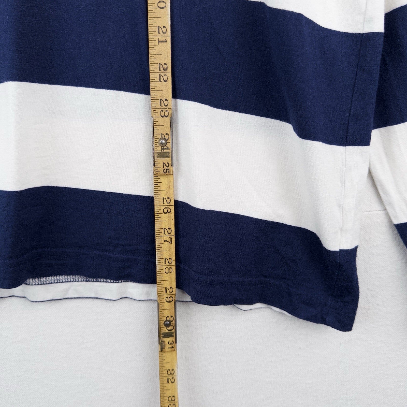 90’s Vtg Polo Ralph Lauren V-neck Sailor Stripe Shirt Men’s L Pima Cotton Blue