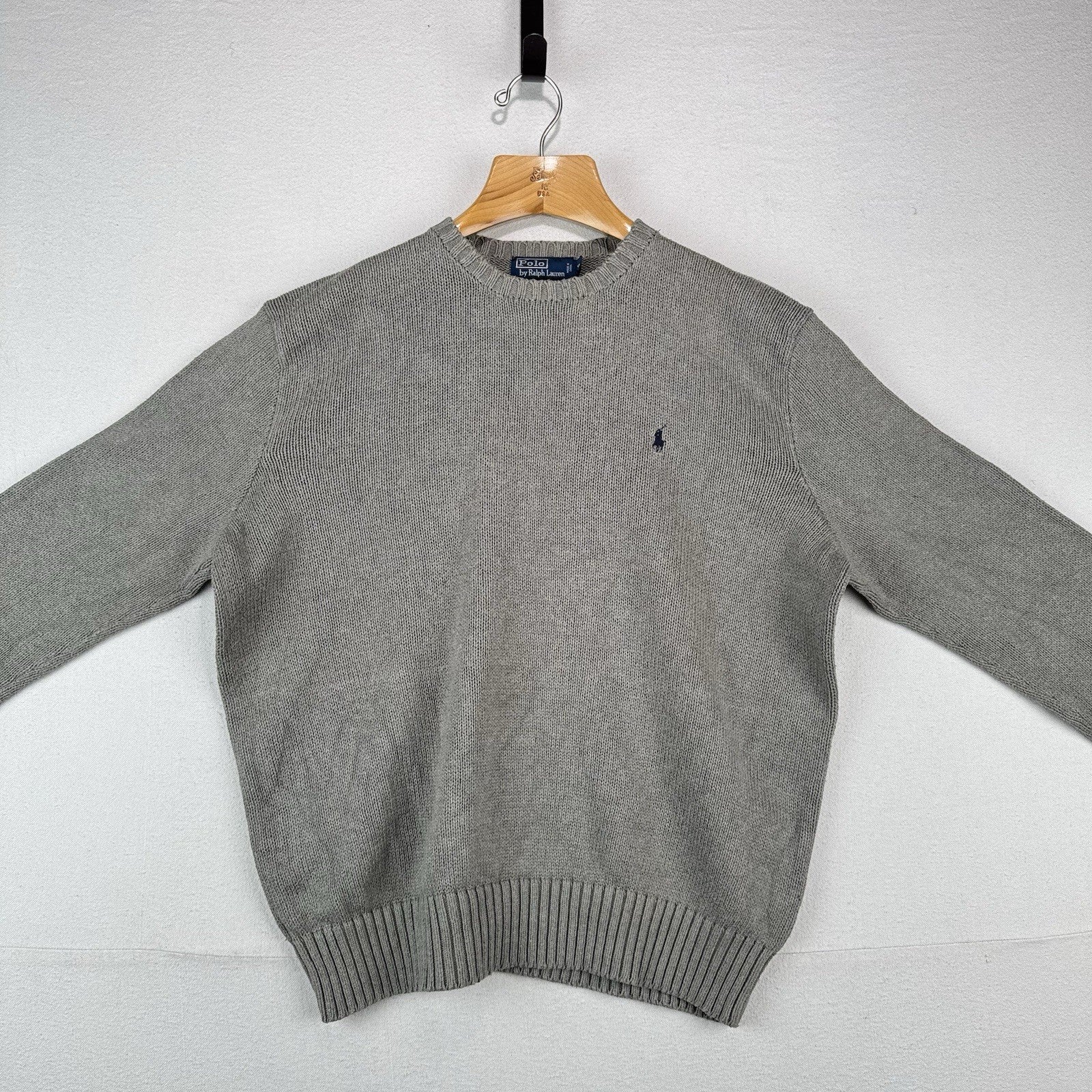90’s Vintage Polo Ralph Lauren Knit Sweater Men’s XL Gray Pima Cotton Crewneck