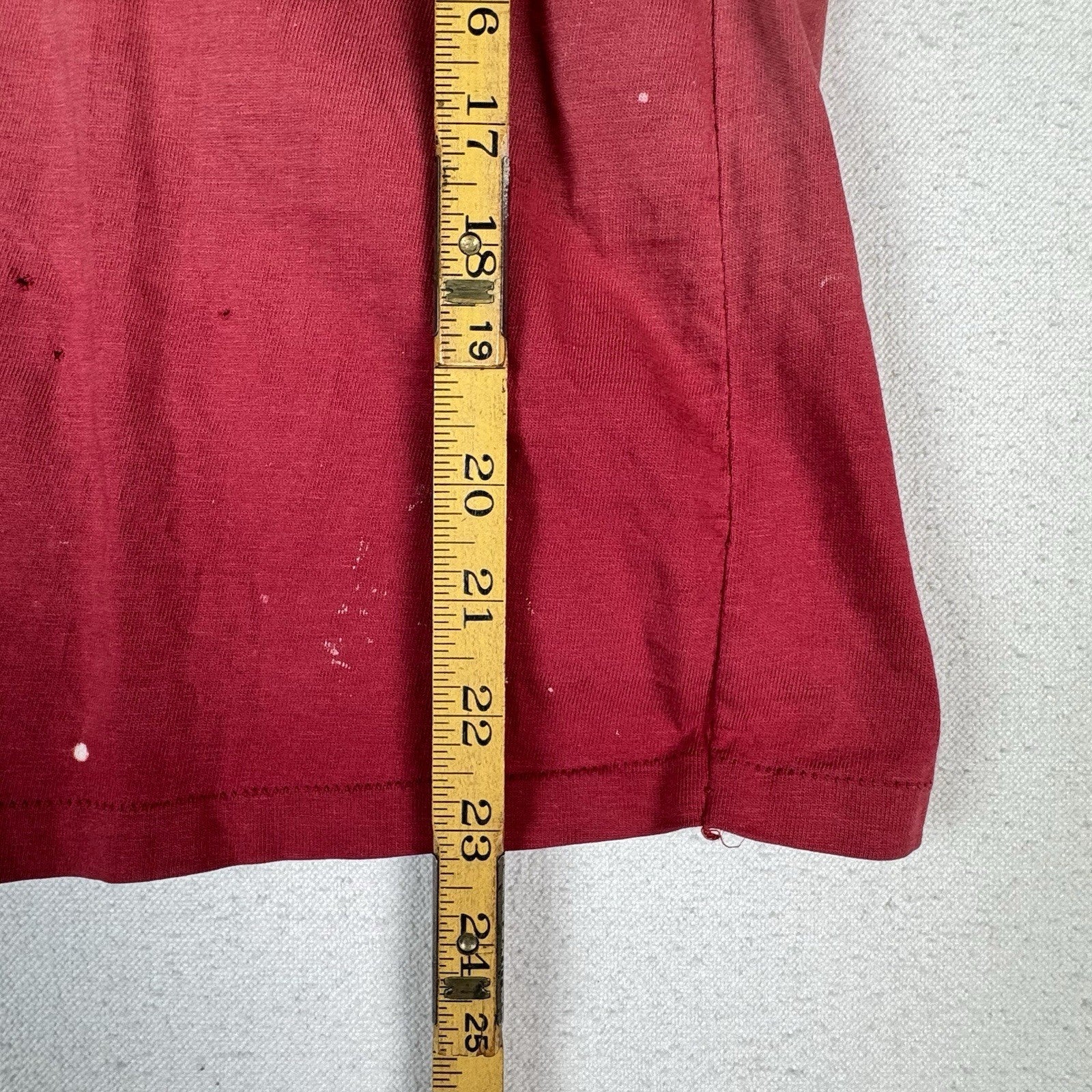 True Vintage 50s Kids Small Faded Distressed Red Henley Shirt Made In USA
